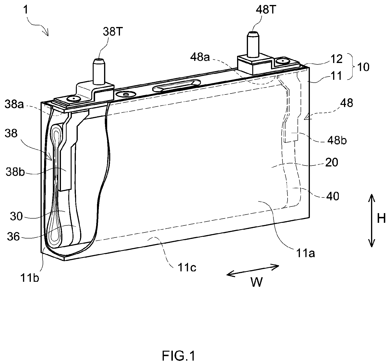 Patent US12107236 Figure 1 – Secondary battery