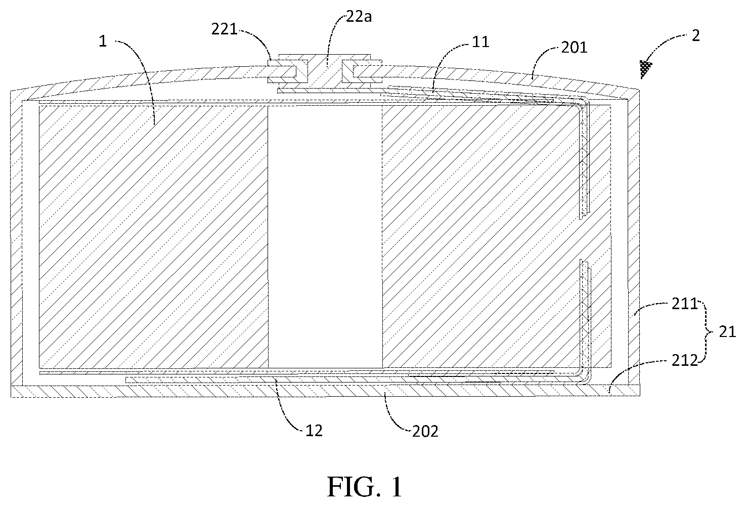 Patent US12107286 Figure 1 – Housing assembly of button cell, button cell and electronic product