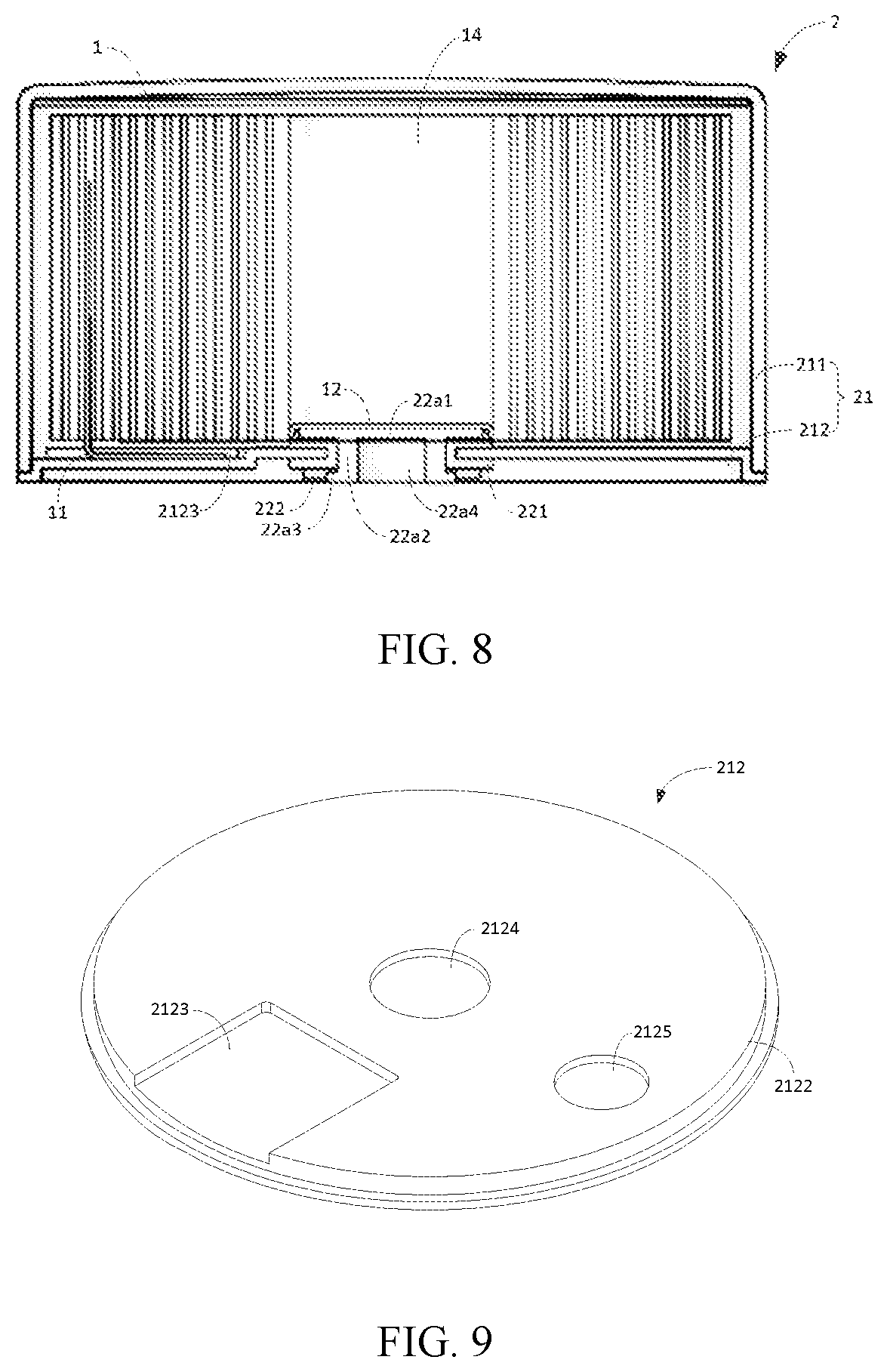 Patent US12107286 Figure 5 – Housing assembly of button cell, button cell and electronic product