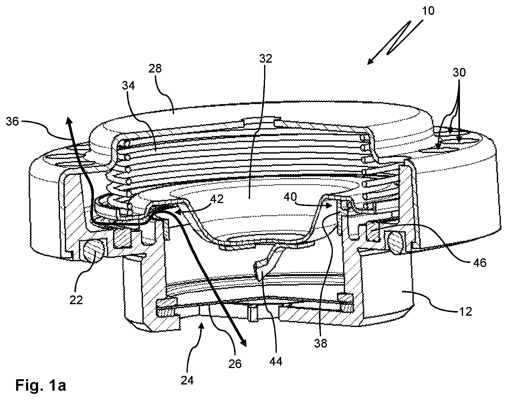 Patent US12107294 Figure 1 – Pressure equalization device, method for pressure equalization and housing