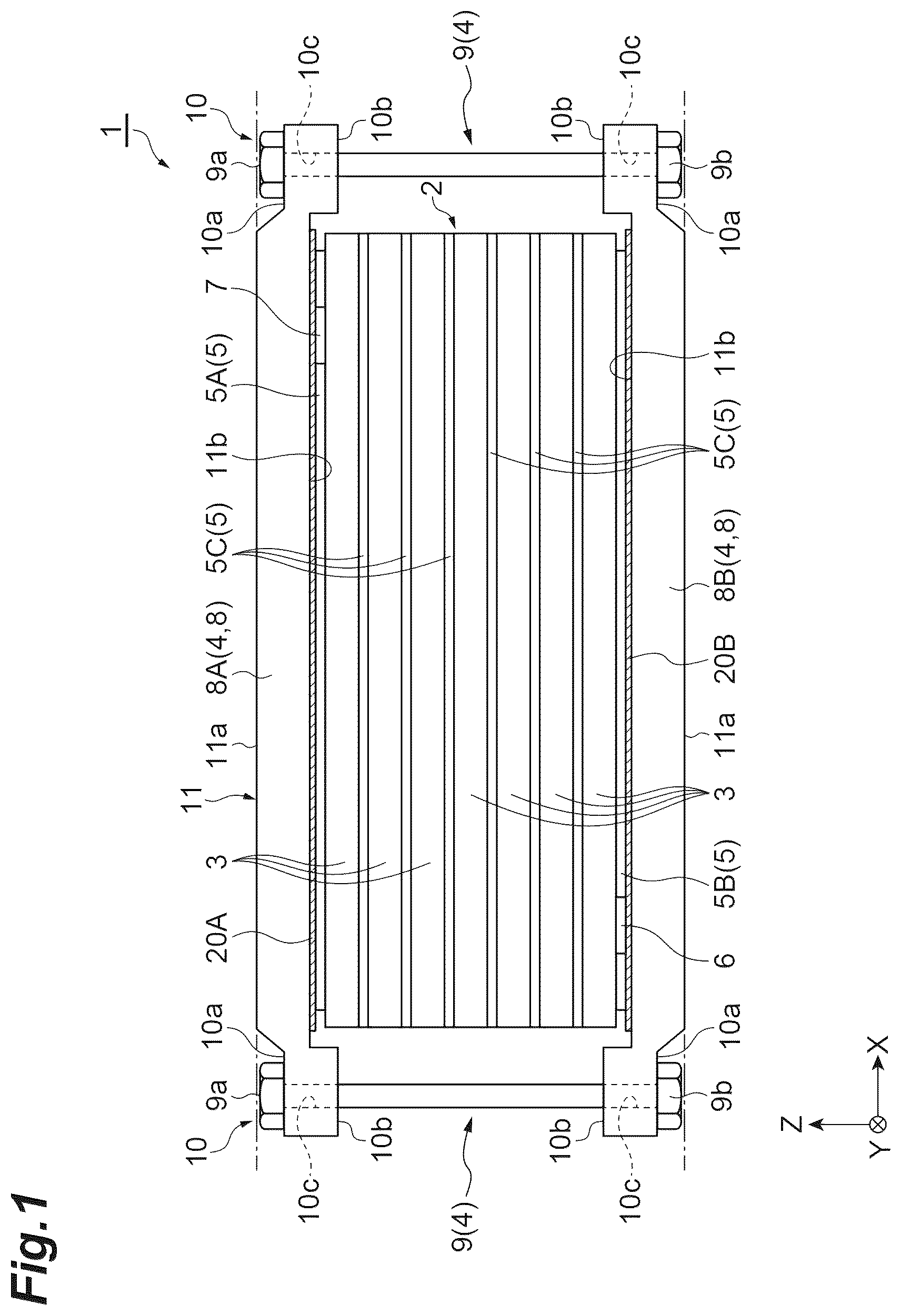 Patent US12107300 Figure 1 – Energy storage device comprising current collector plate with spring portion