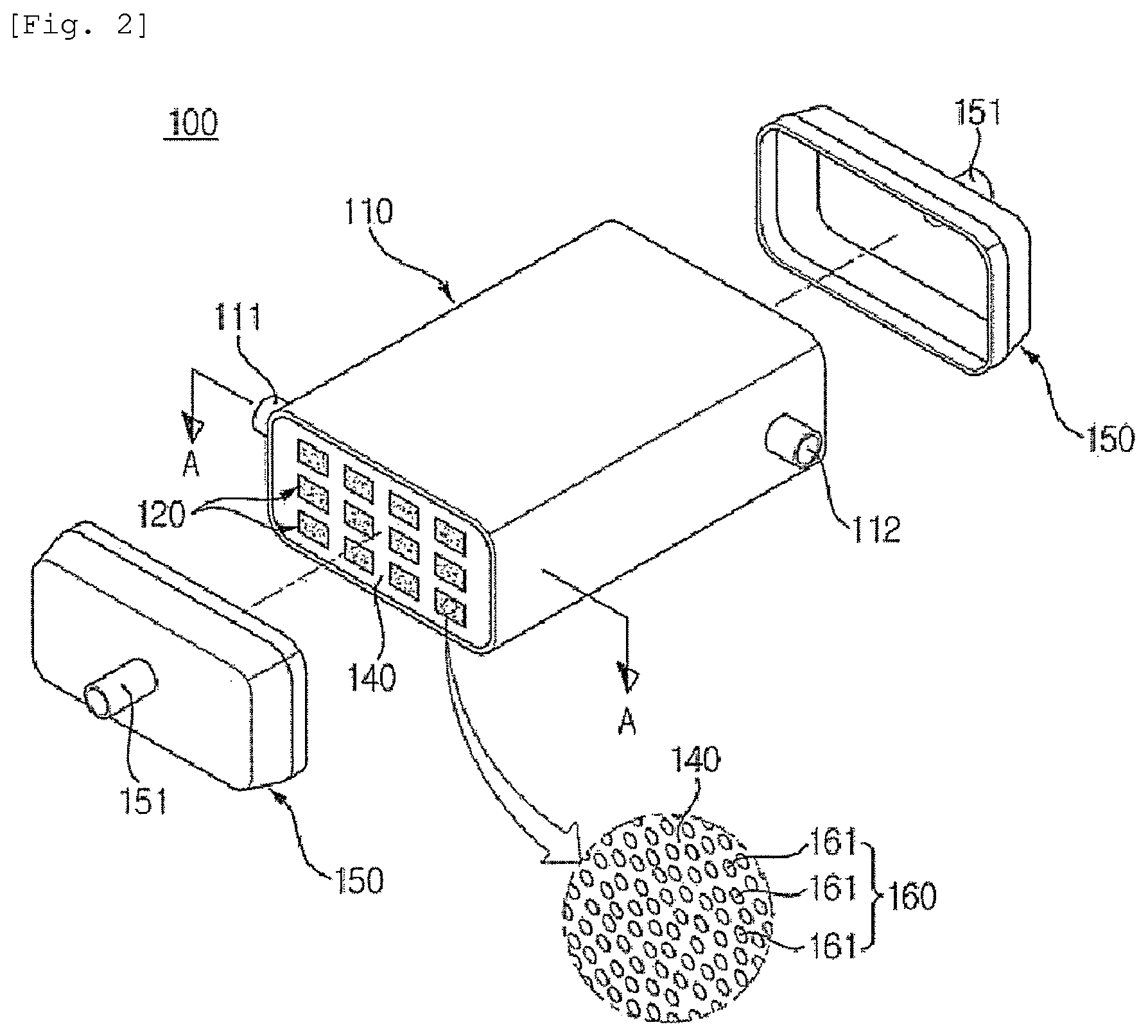 Patent US12107303 Figure 2 – Membrane humidifier for fuel cells