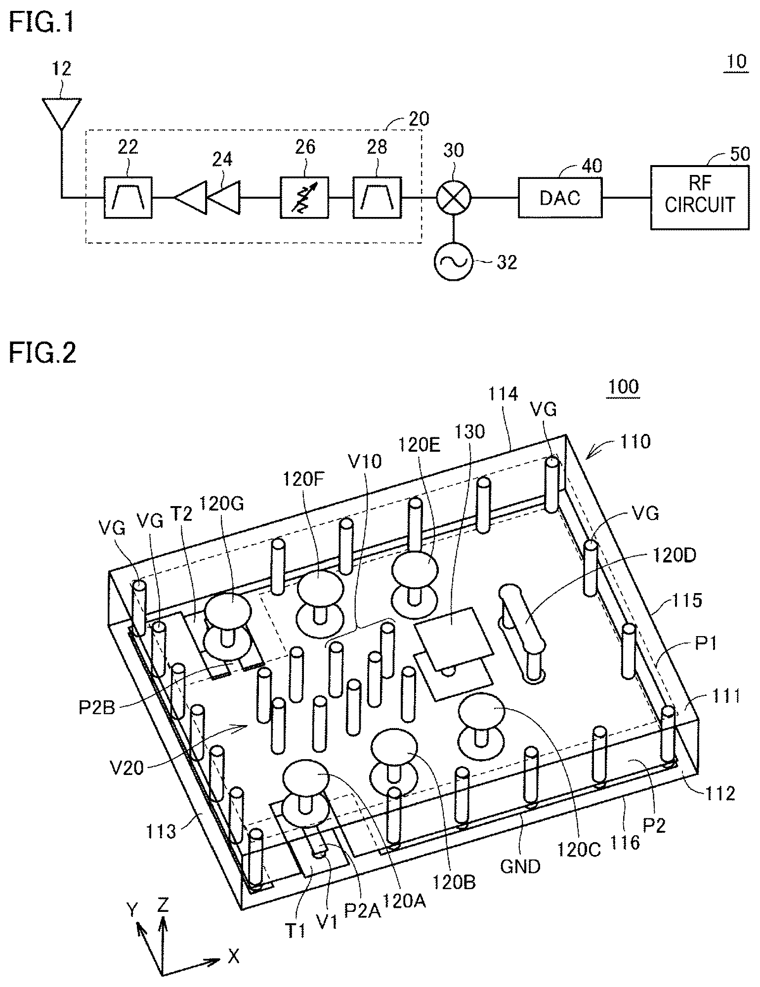 Patent US12107312 Figure 1 – Band pass filter and high frequency front-end circuit including same