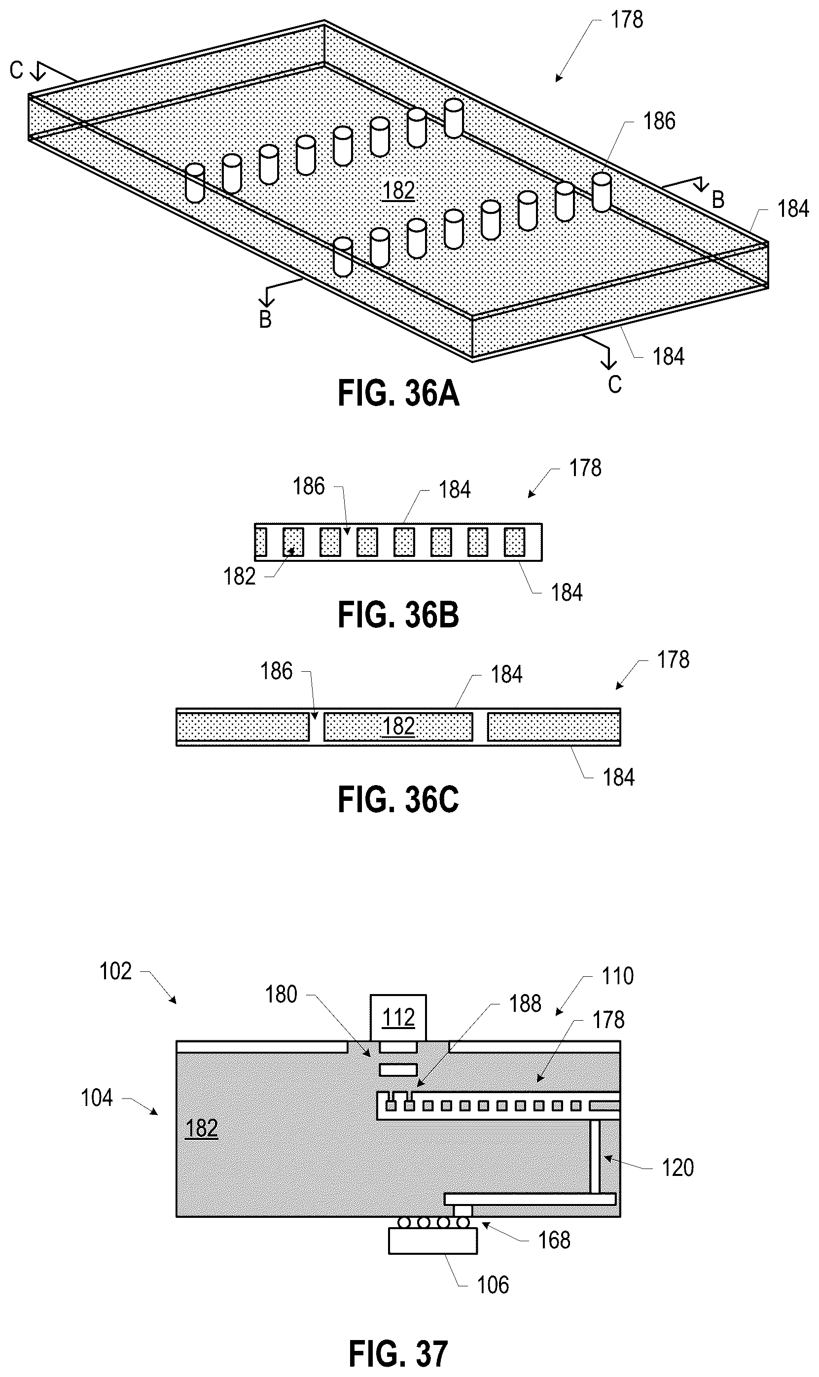 Patent US12107314 Figure 14 – Microelectronic support for millimeter-wave communication including a transmission line trace and via pad spaced apart from a respective anti-trace and anti-pad