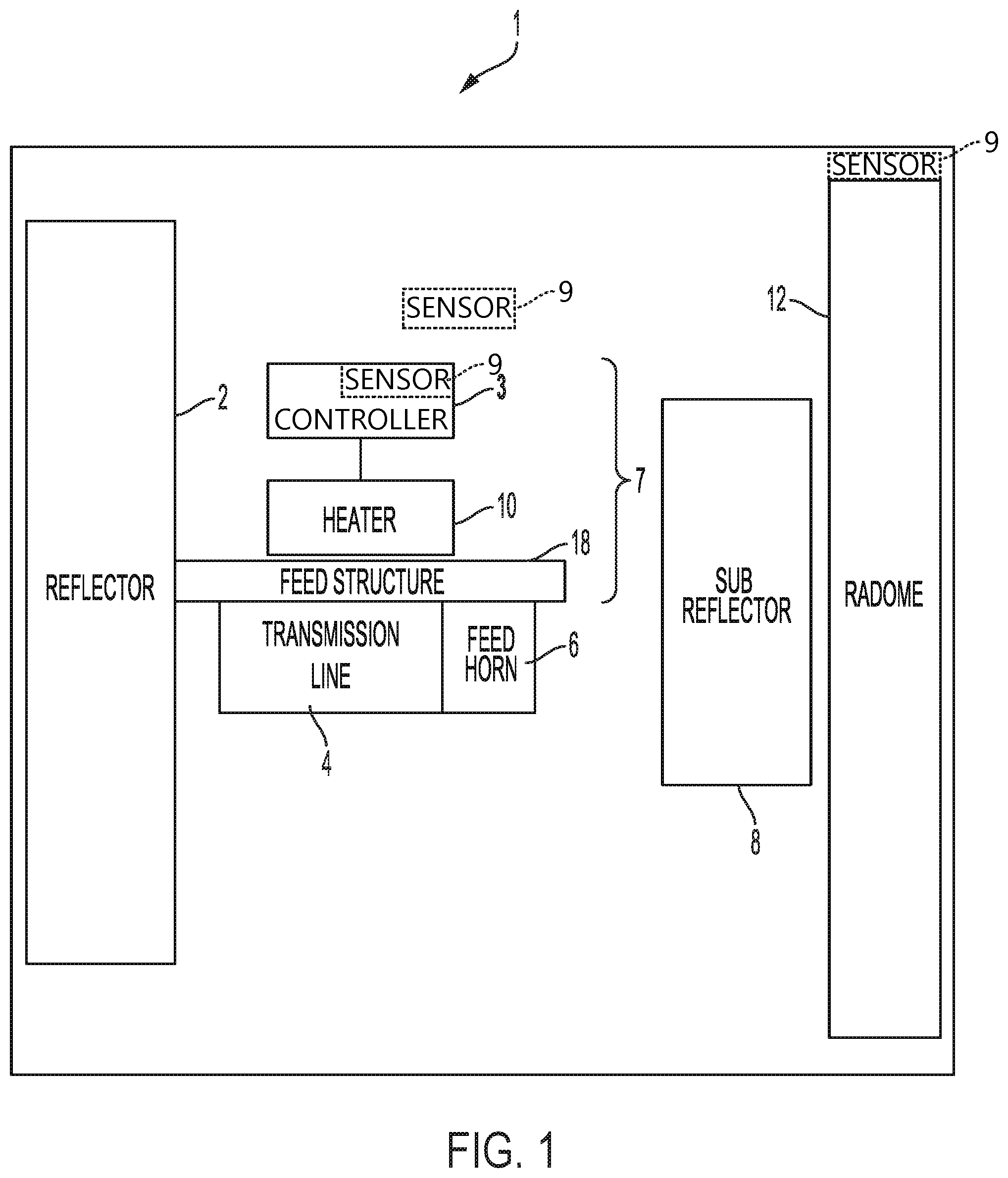 Patent US12107316 Figure 1 – Satellite antenna anti-icing system and method
