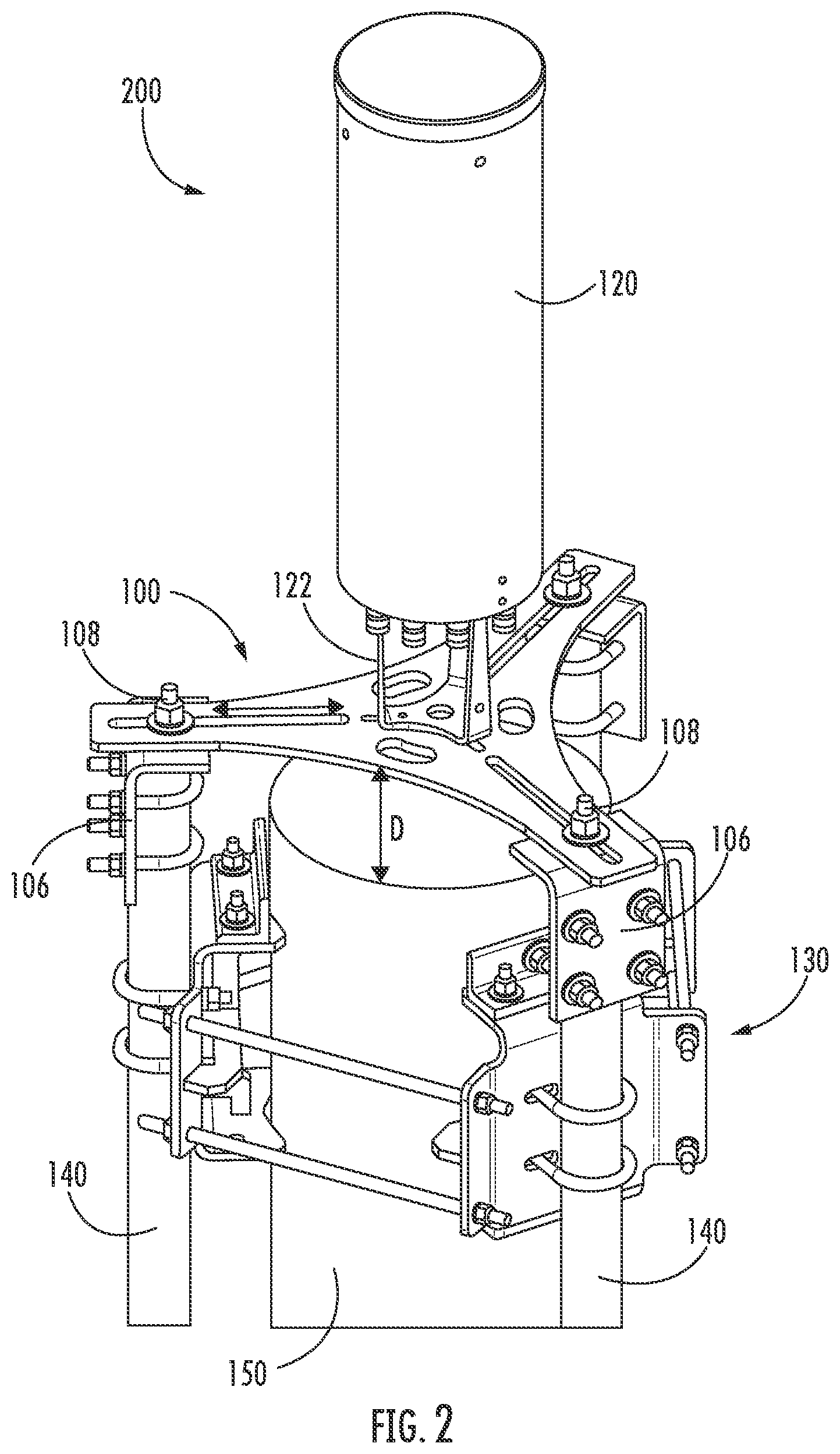 Patent US12107317 Figure 2 – Universal small cell antenna mounts and antenna mount assemblies
