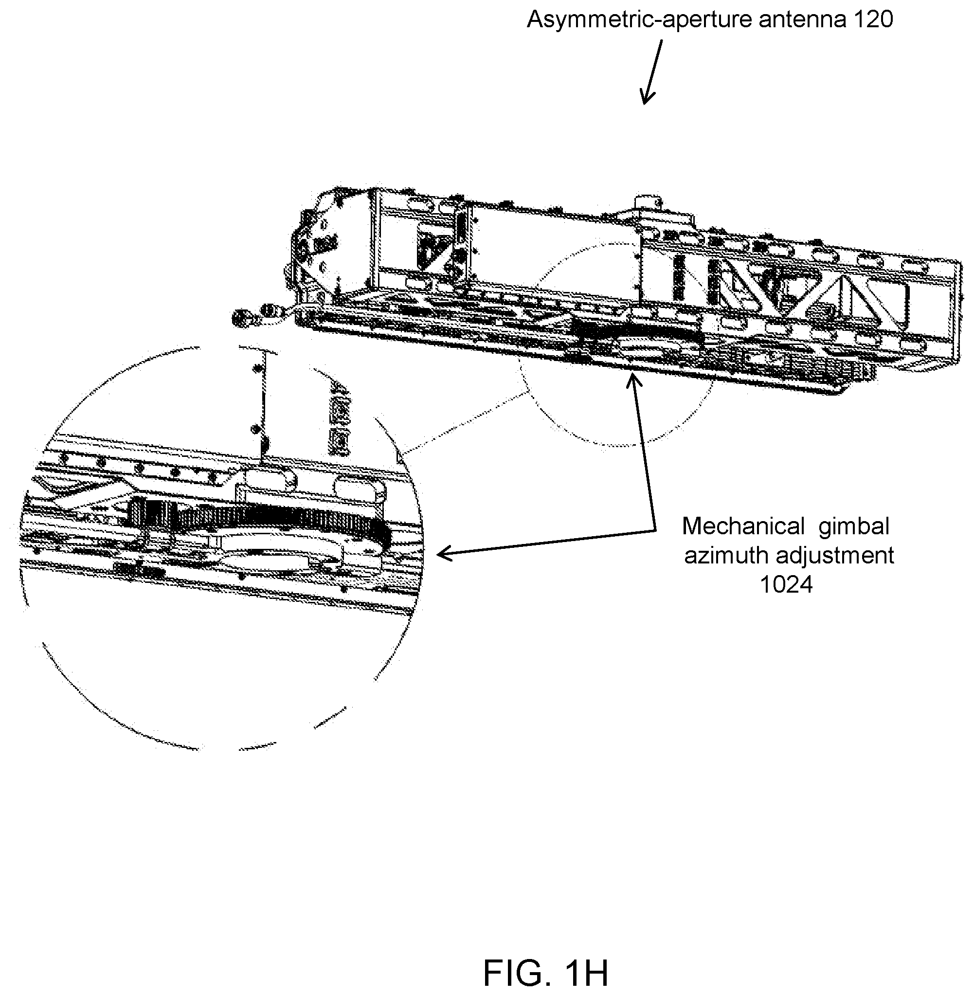 Patent US12107318 Figure 8 – Device and method for reducing interference with adjacent satellites using a mechanically gimbaled asymmetrical-aperture antenna