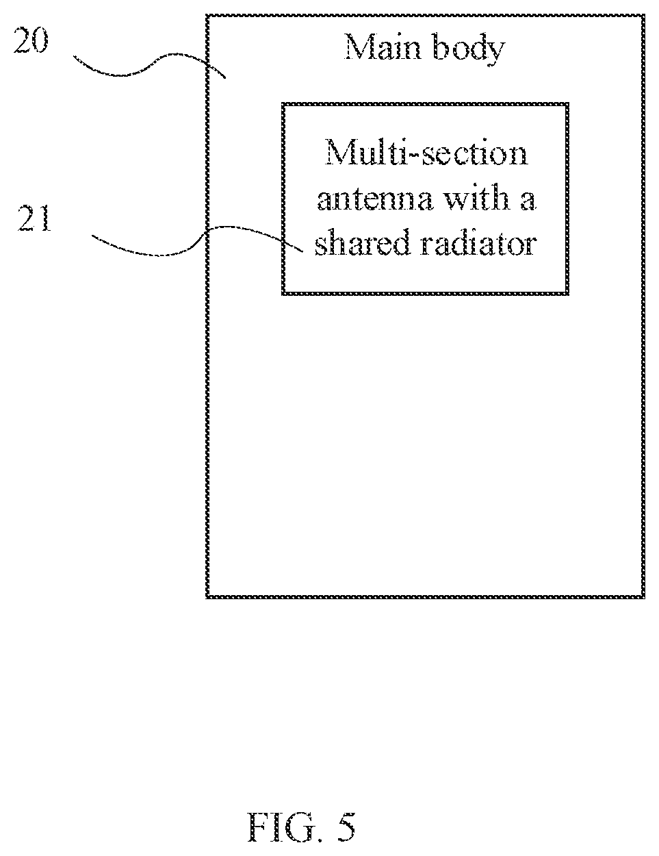 Patent US12107324 Figure 5 – Multi-section antenna with a shared radiator