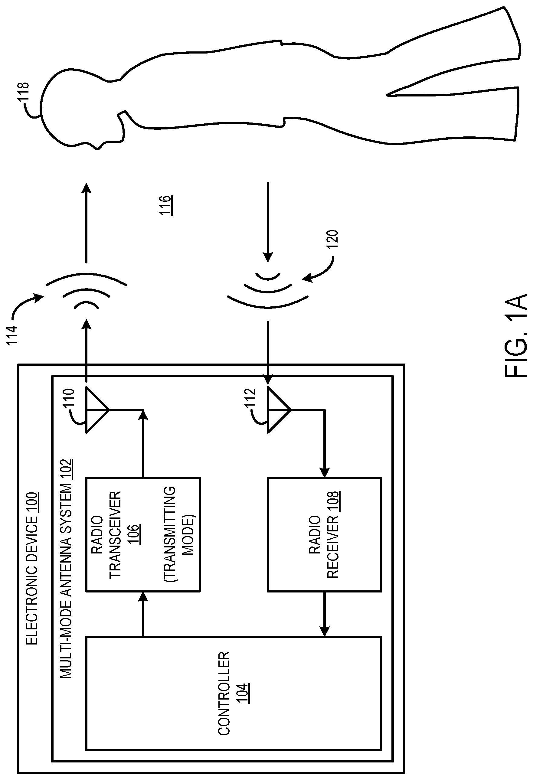 Patent US12107329 — Active isolation enhancement for multi-mode antenna system — Figure 1