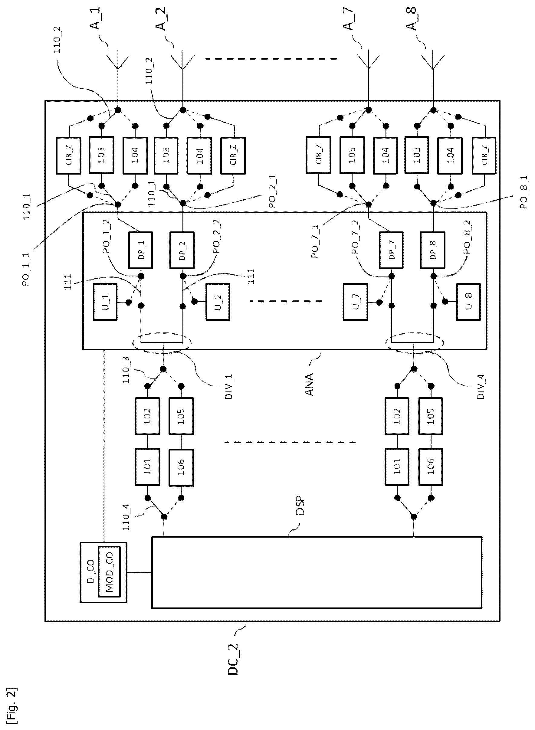 Patent US12107337 Figure 2 – Multi-antenna wireless communication device, method for controlling such a device