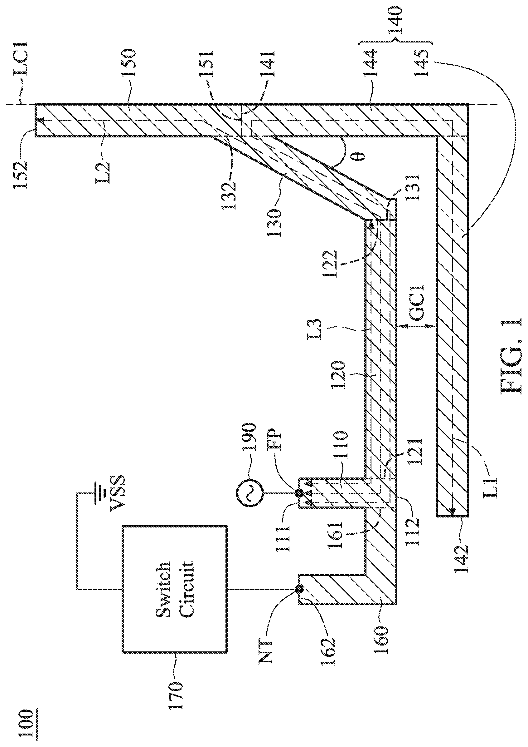 Patent US12107343 Figure 1 – Antenna structure and mobile device