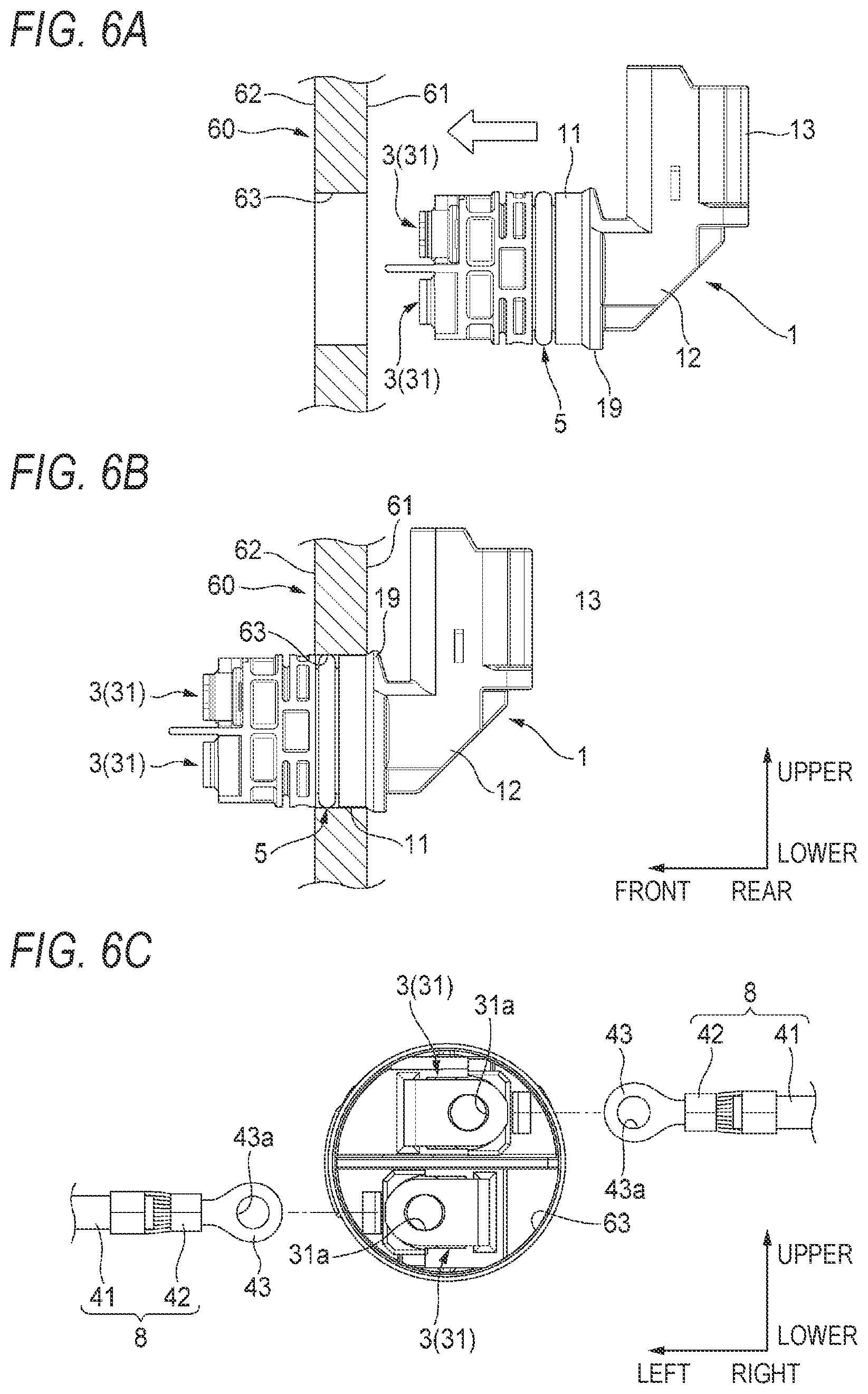Patent US12107362 Figure 6 – Connector and holding structure of electric wire with terminal