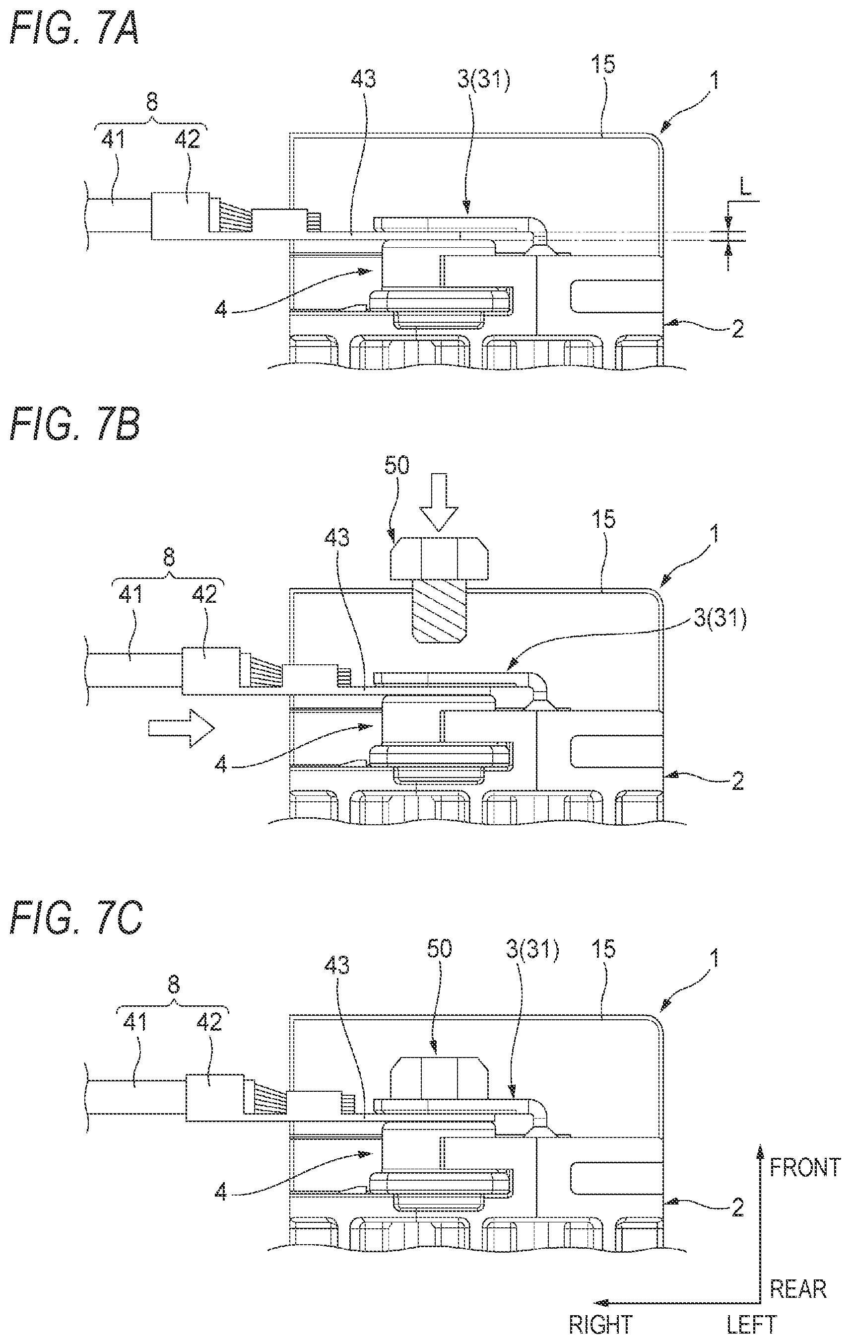 Patent US12107362 Figure 7 – Connector and holding structure of electric wire with terminal
