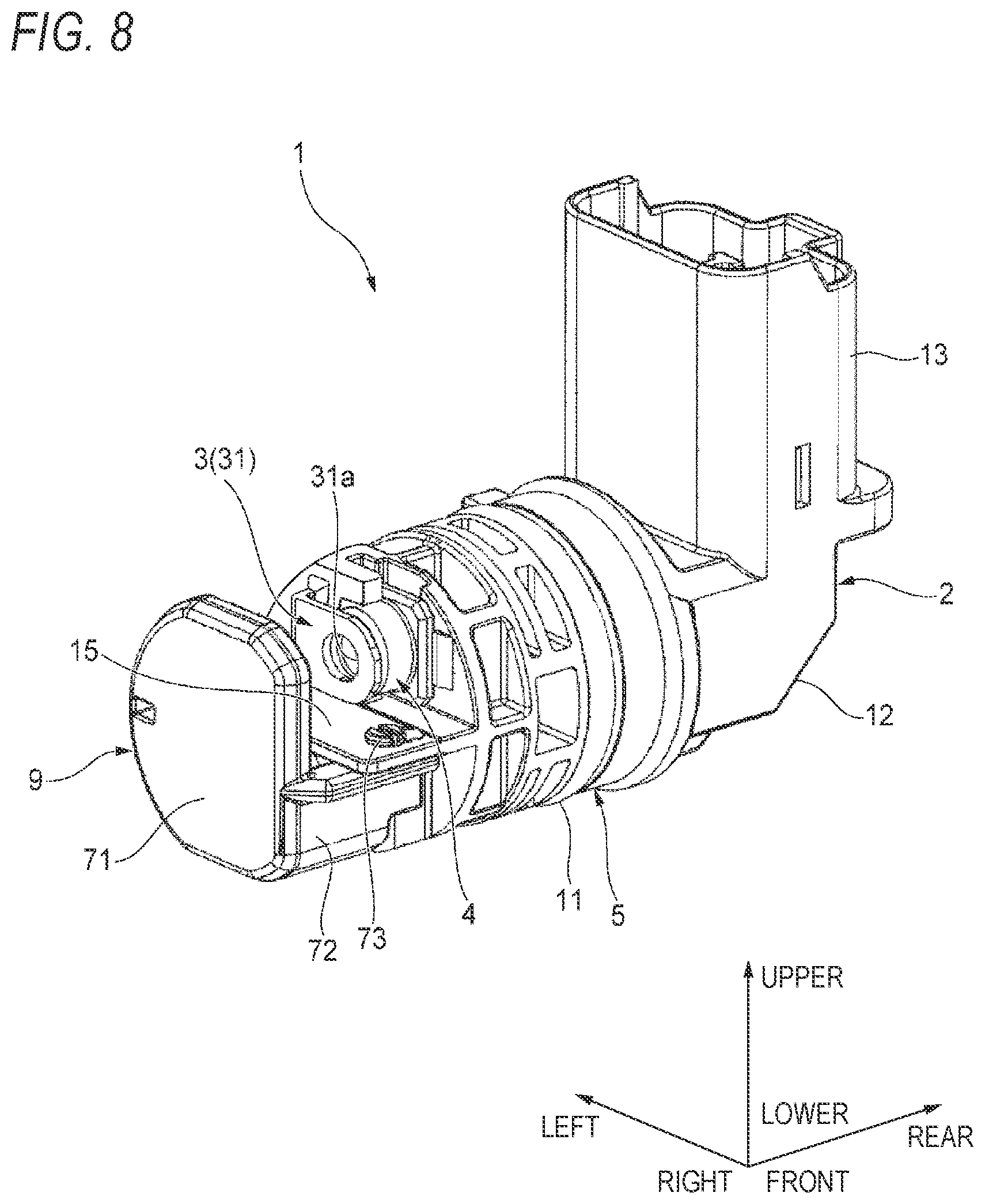 Patent US12107362 Figure 8 – Connector and holding structure of electric wire with terminal