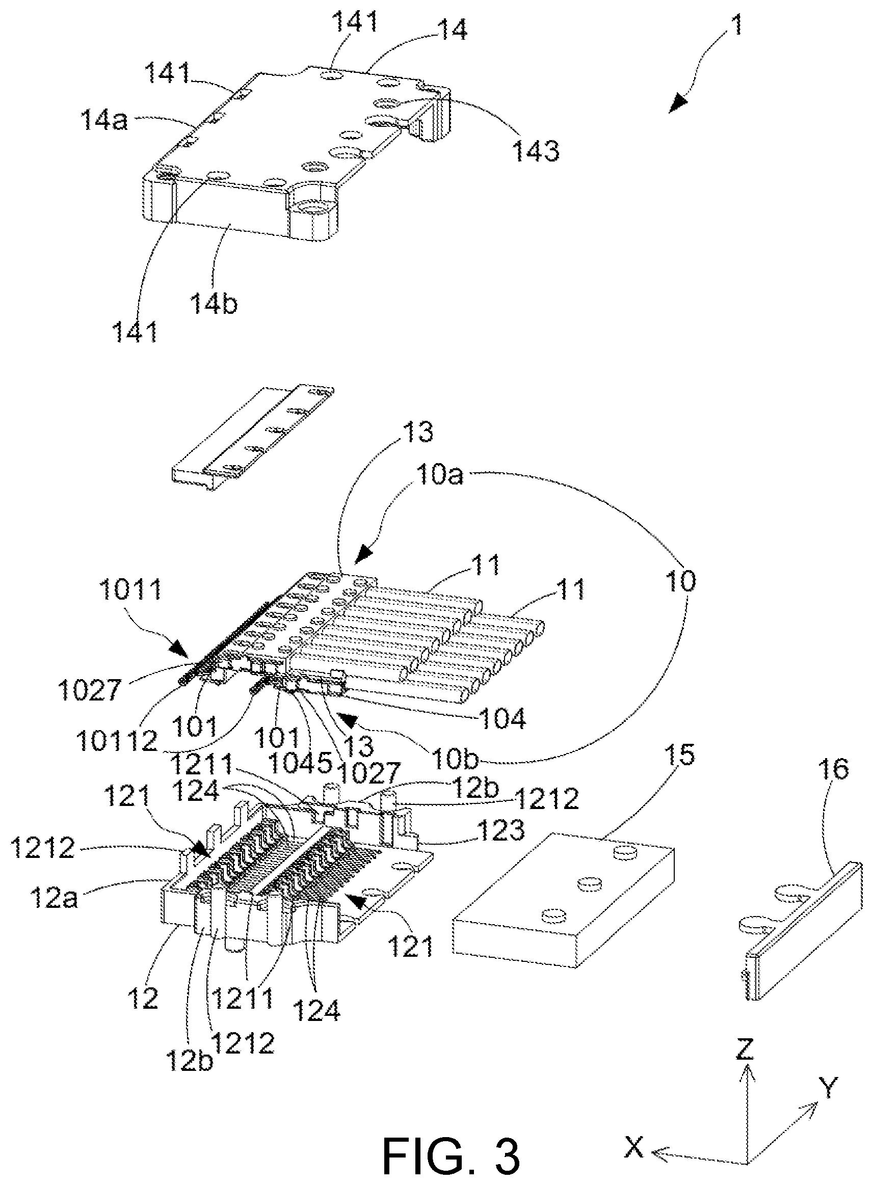 Patent US12107370 Figure 3 – Electrical connector with ground terminals and shielding ground terminals around signal terminals