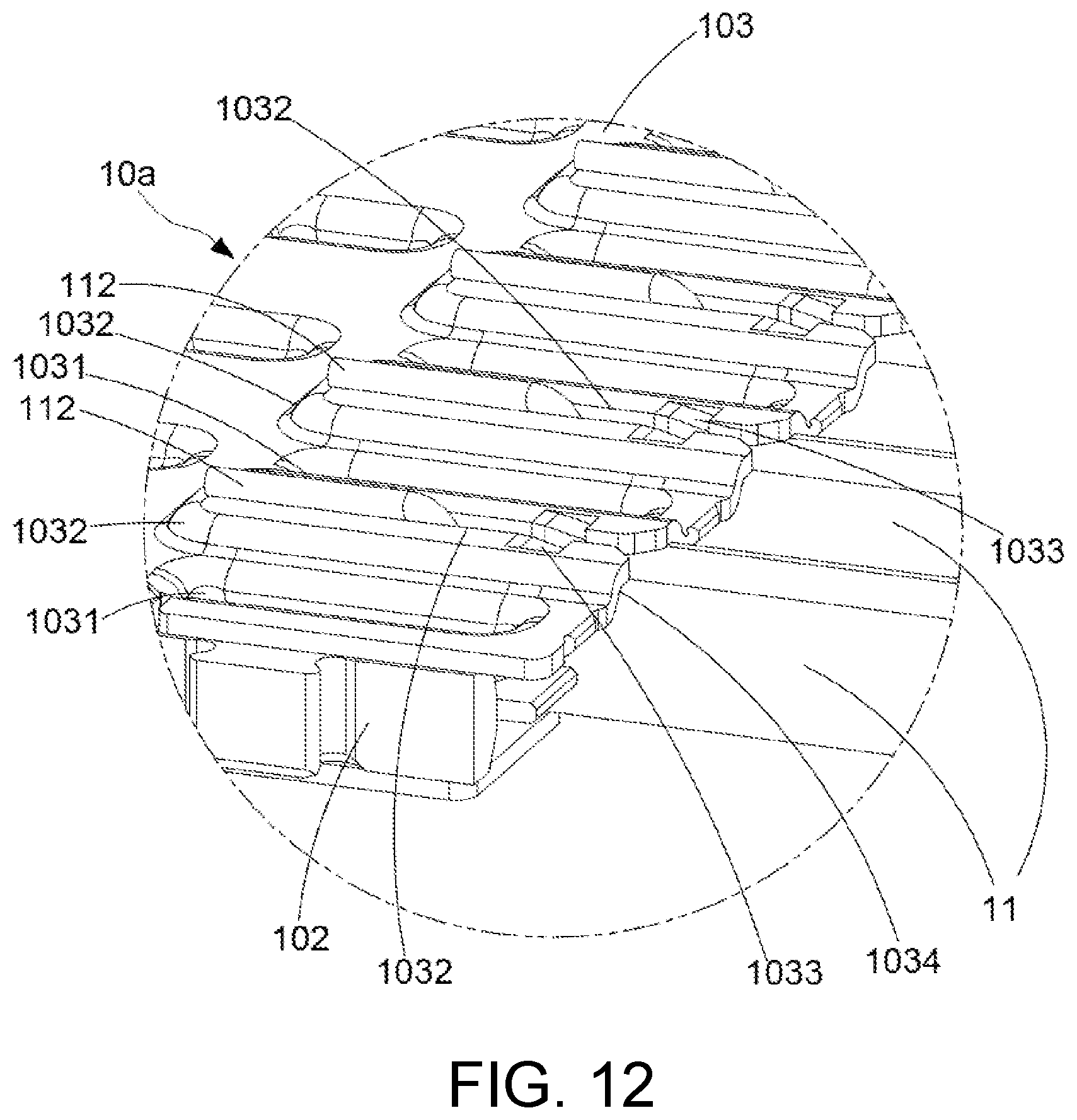 Patent US12107370 Figure 12 – Electrical connector with ground terminals and shielding ground terminals around signal terminals