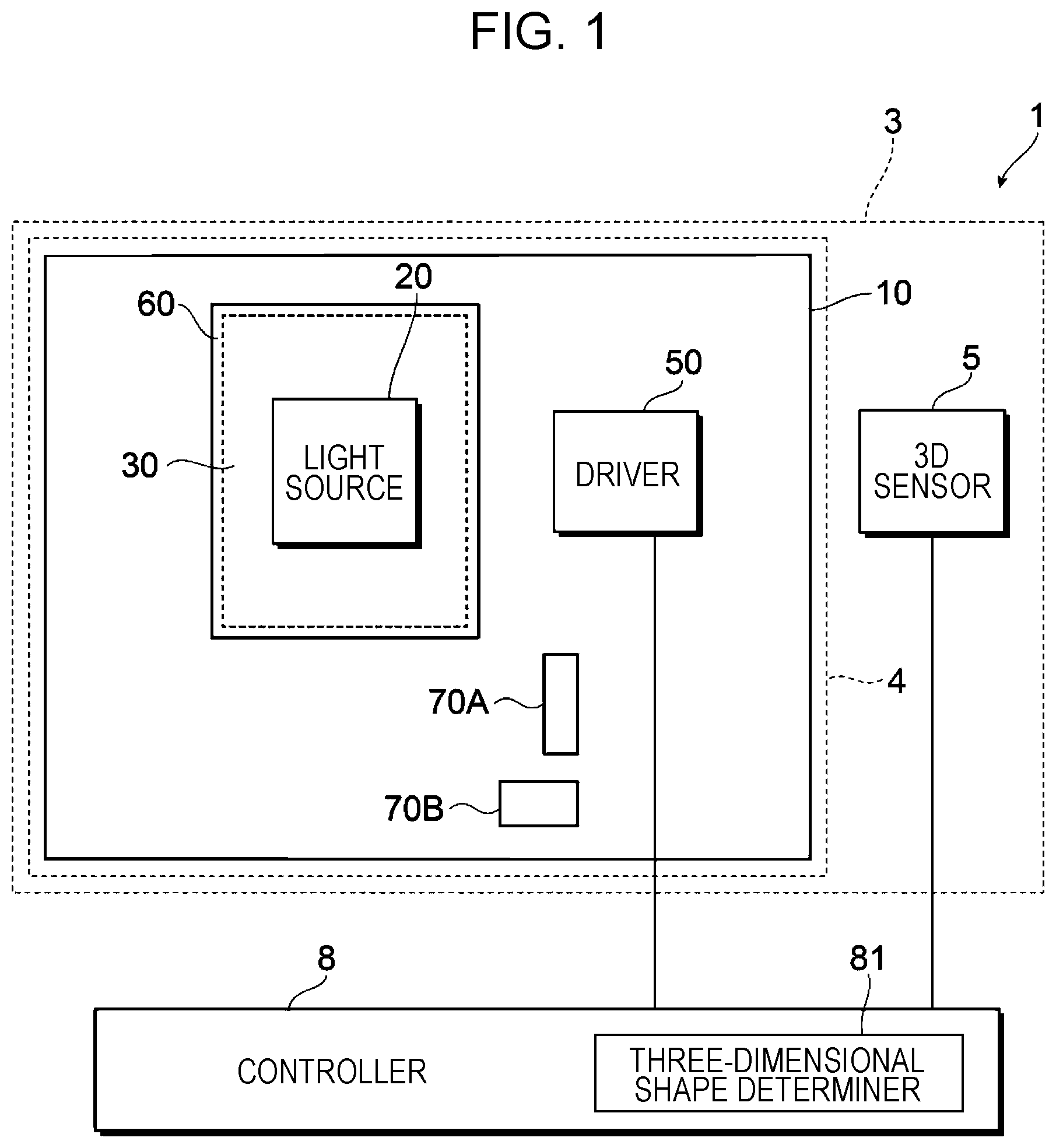 Patent US12107385 Figure 1 – Light emitting device, optical device, and measurement device