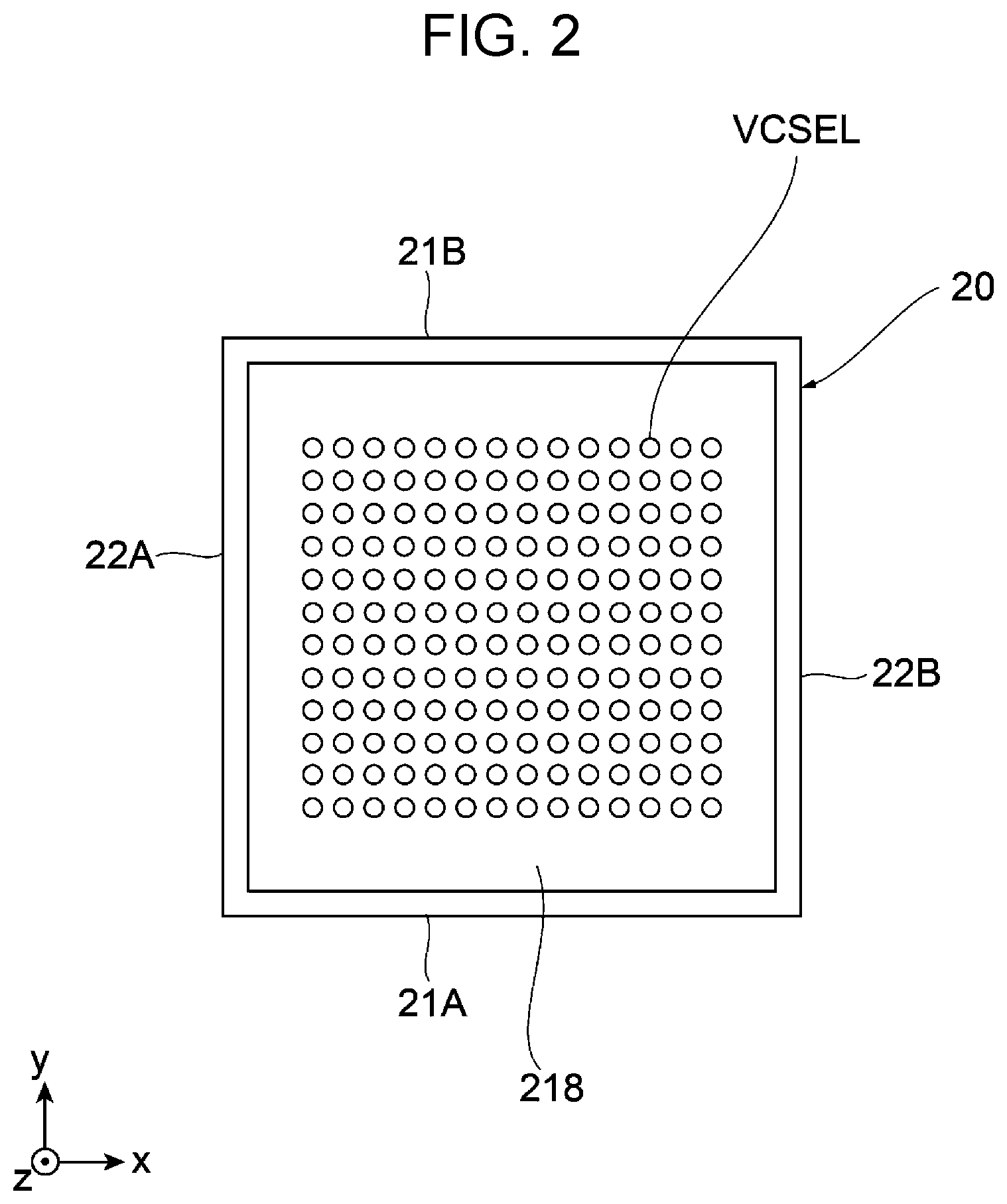 Patent US12107385 Figure 2 – Light emitting device, optical device, and measurement device
