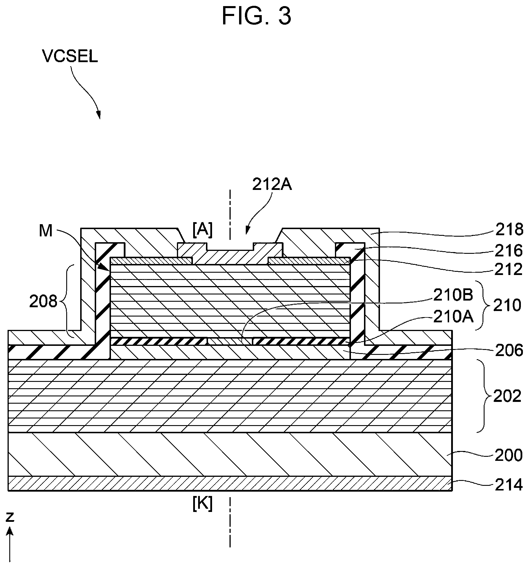 Patent US12107385 Figure 3 – Light emitting device, optical device, and measurement device