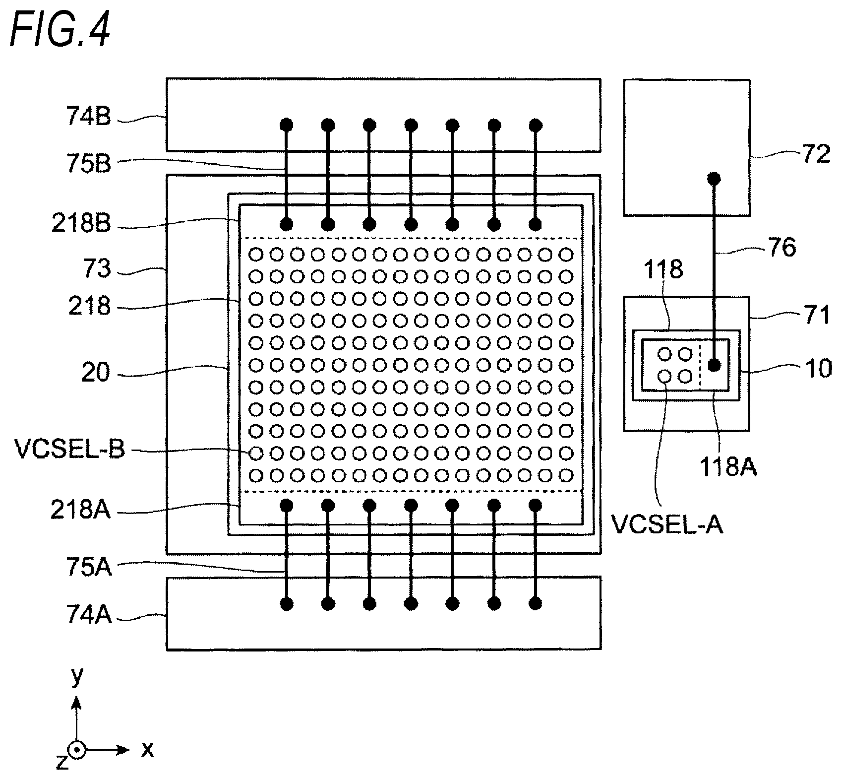 Patent US12107396 Figure 4 – Light-emitting device, optical device, and information processing device