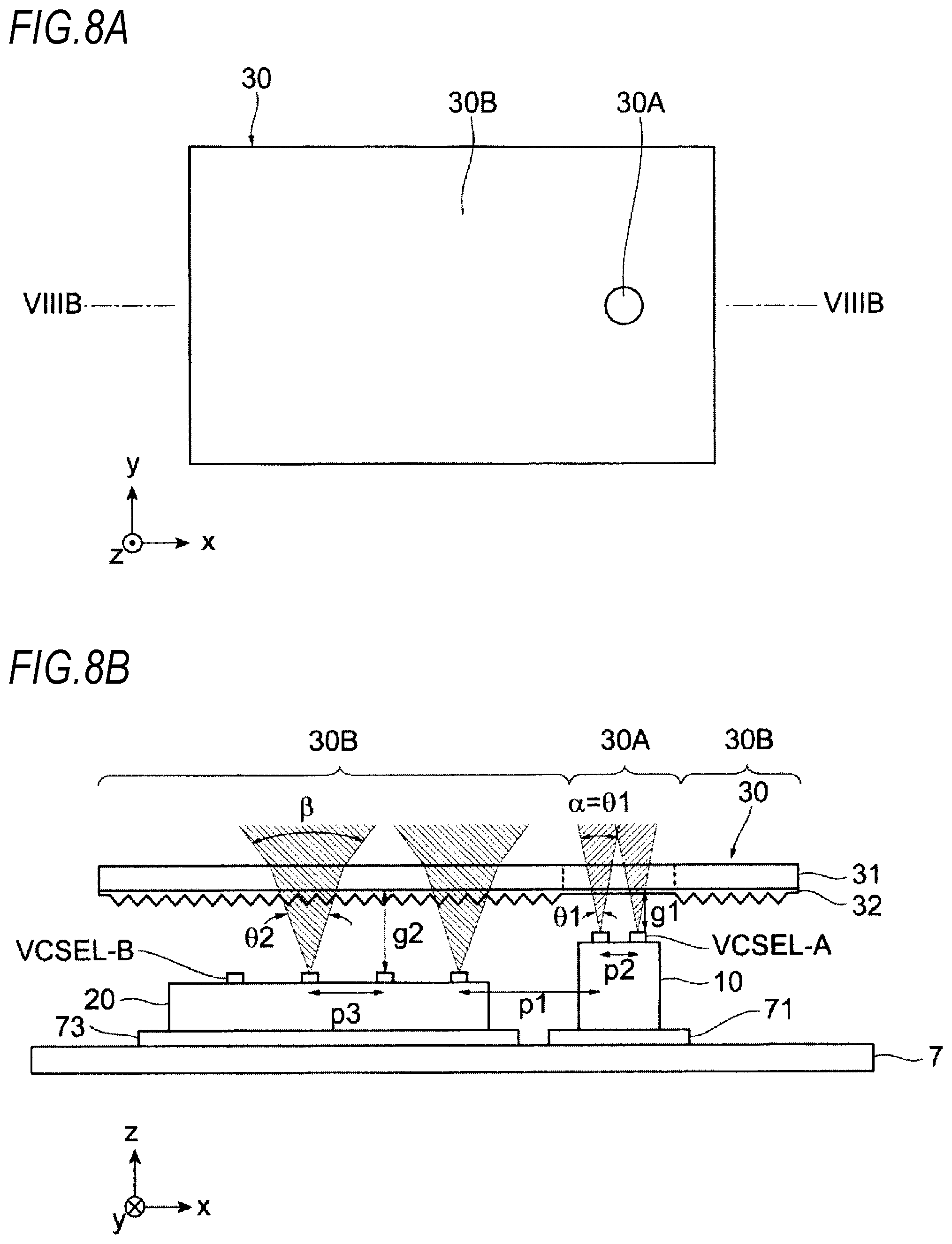 Patent US12107396 Figure 8 – Light-emitting device, optical device, and information processing device