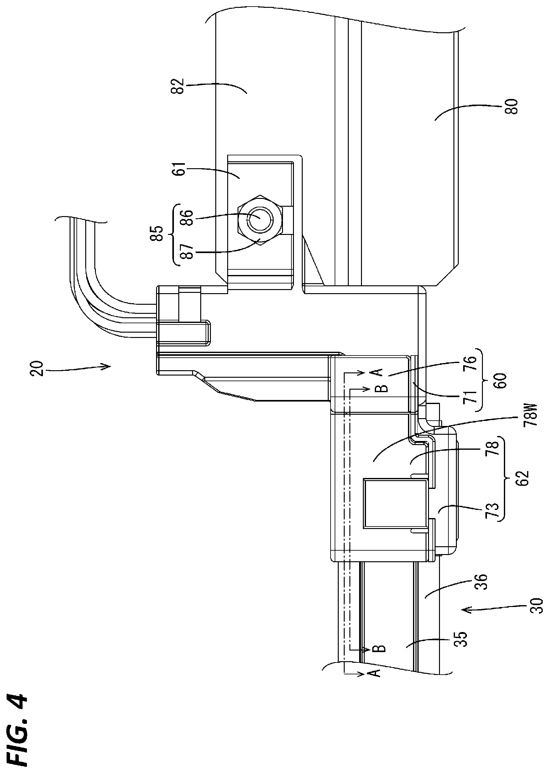 Patent US12107401 Figure 4 – Wiring harness module and wiring harness routing device