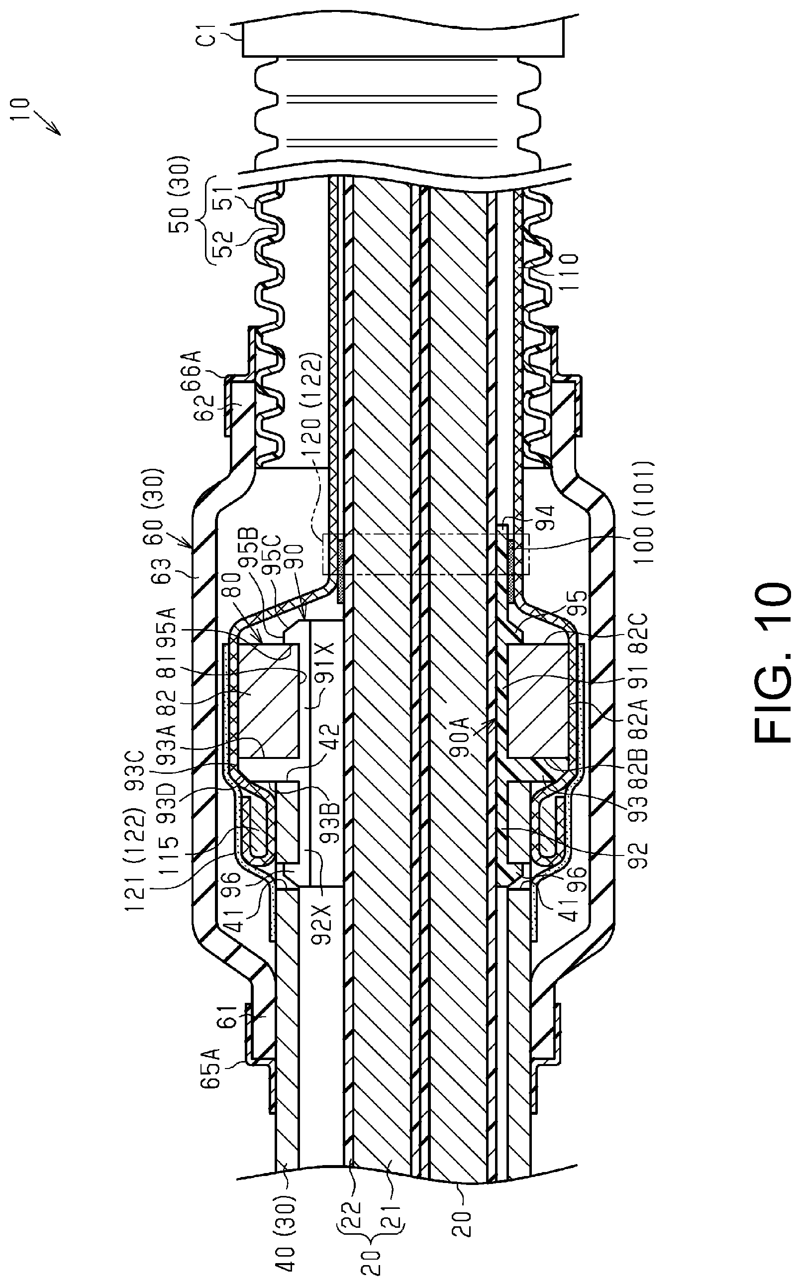 Patent US12107402 Figure 7 – Wire harness