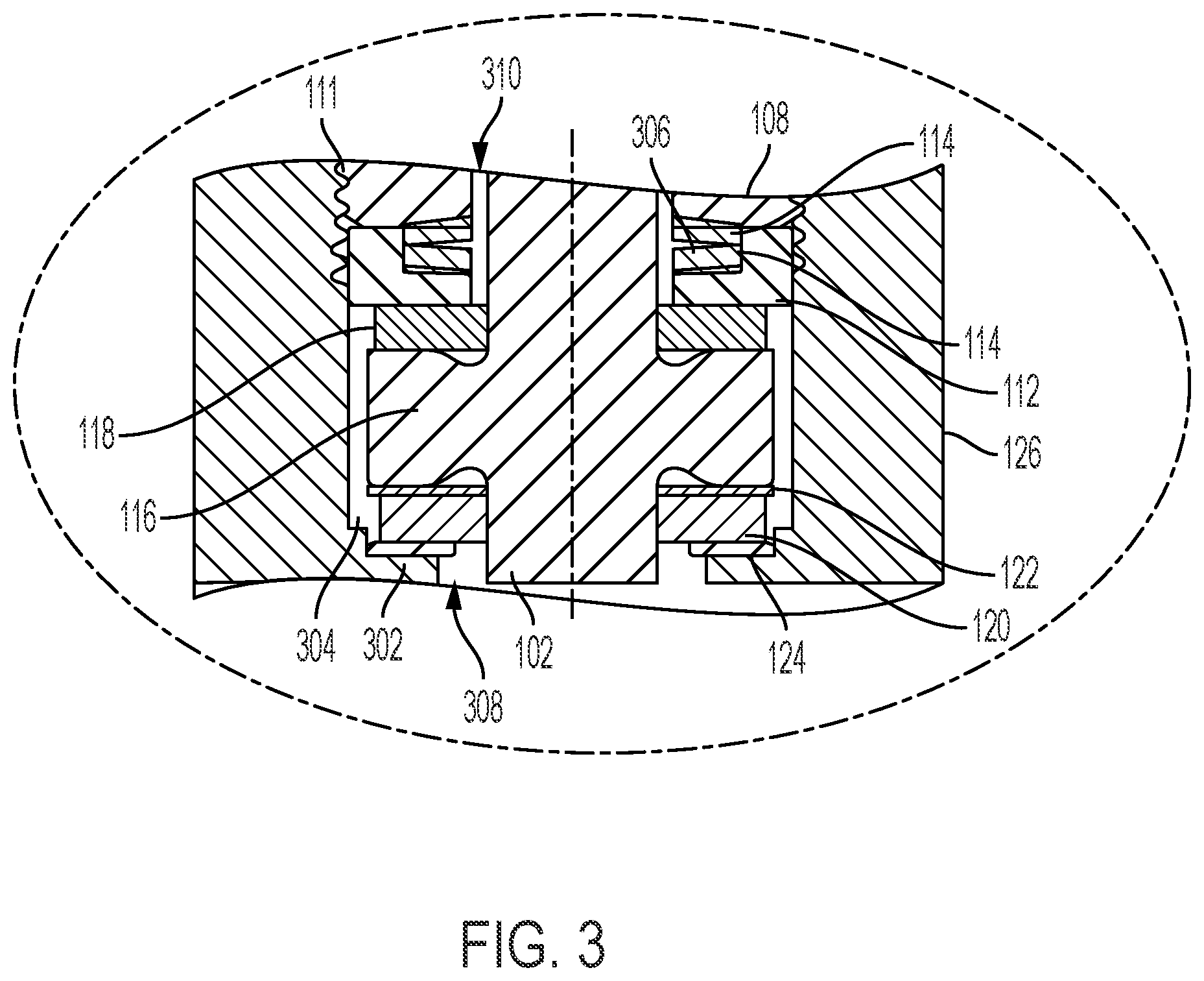 Patent US12107407 Figure 3 – Apparatus for an electric feedthrough assembly with varying characteristics based on electric rating requirements