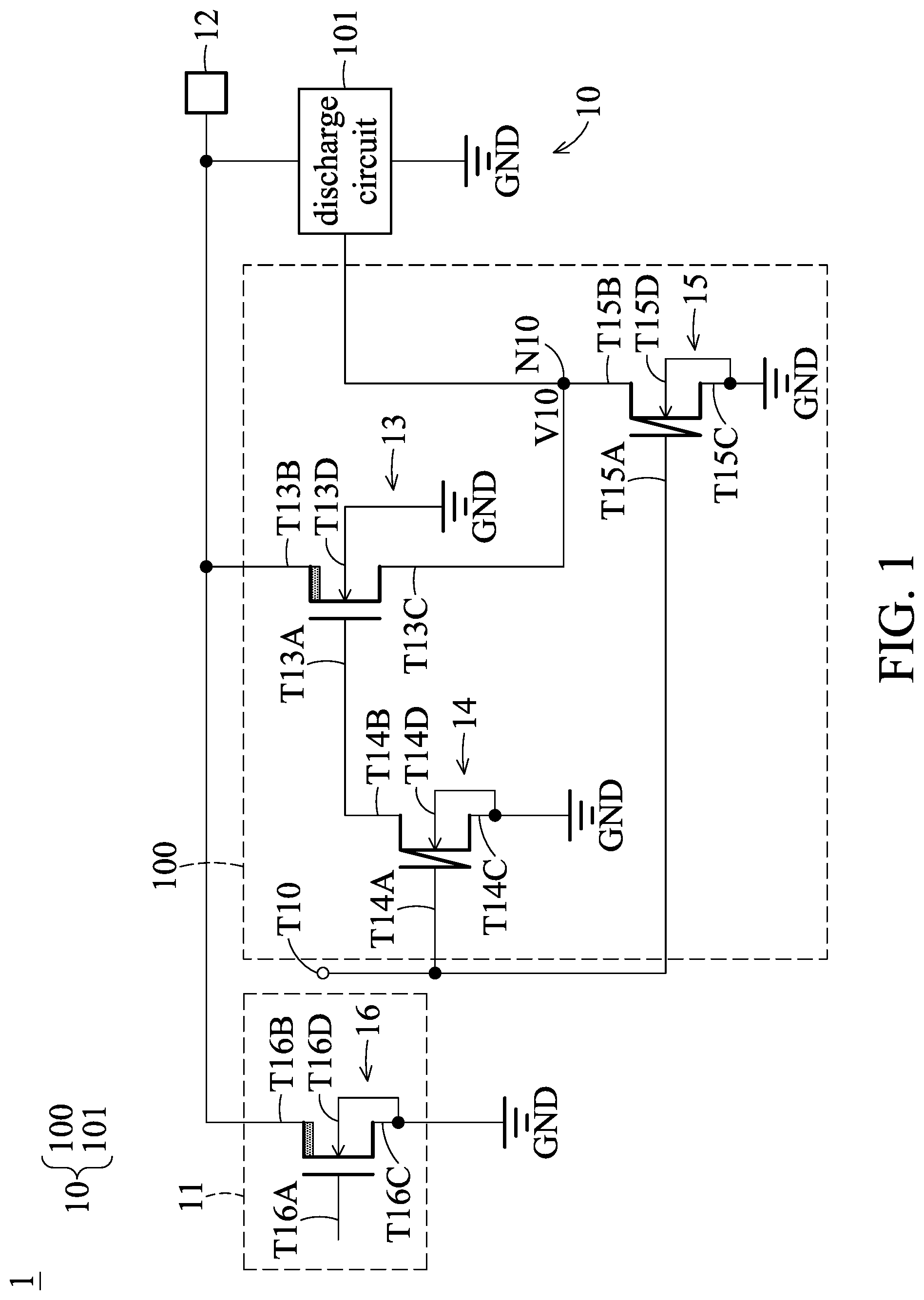 Patent US12107415 Figure 1 – Electrostatic discharge protection circuit and electronic circuit