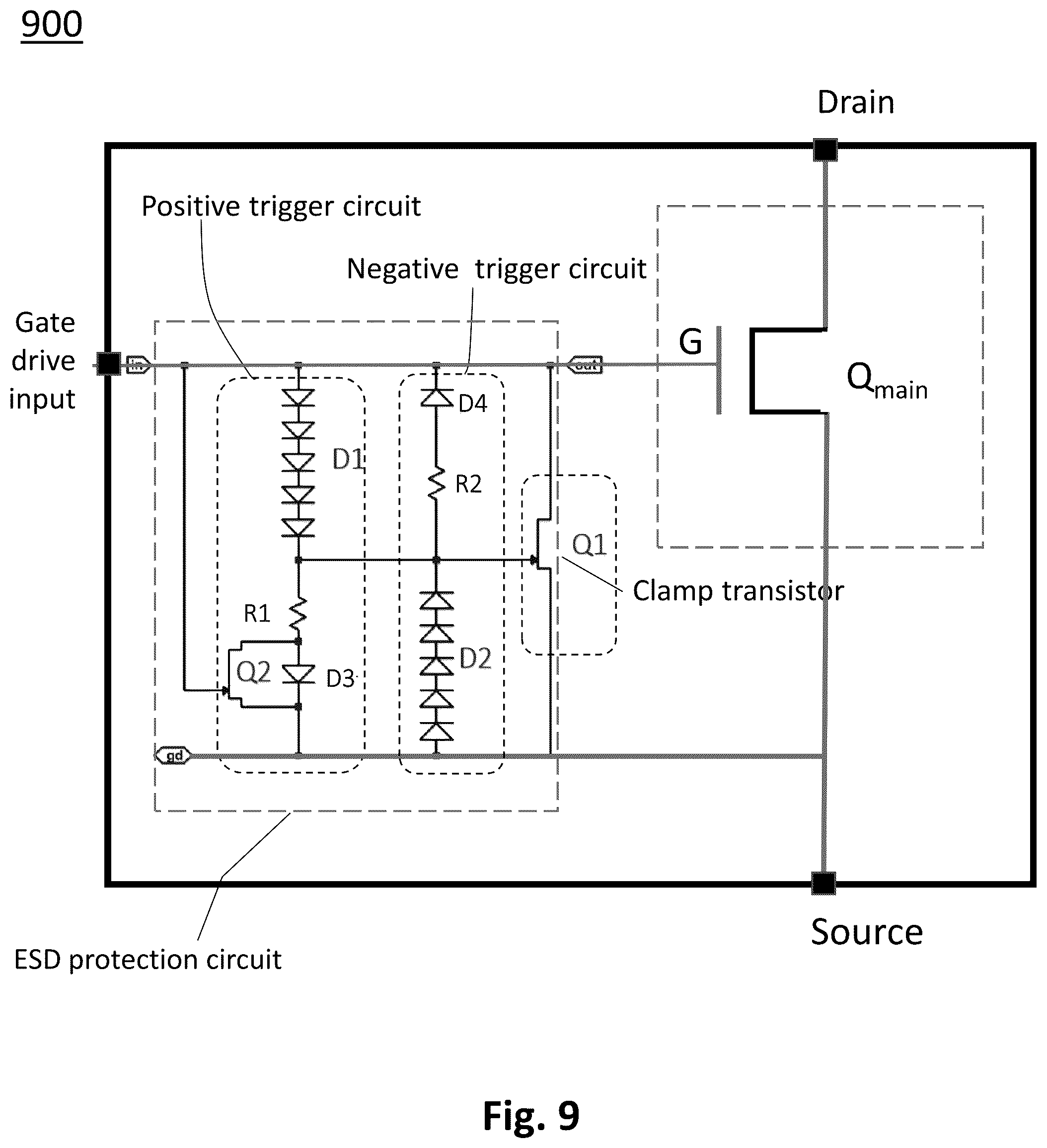 Patent US12107416 Figure 6 – Integrated bidirectional ESD protection circuit for power semiconductor switching devices