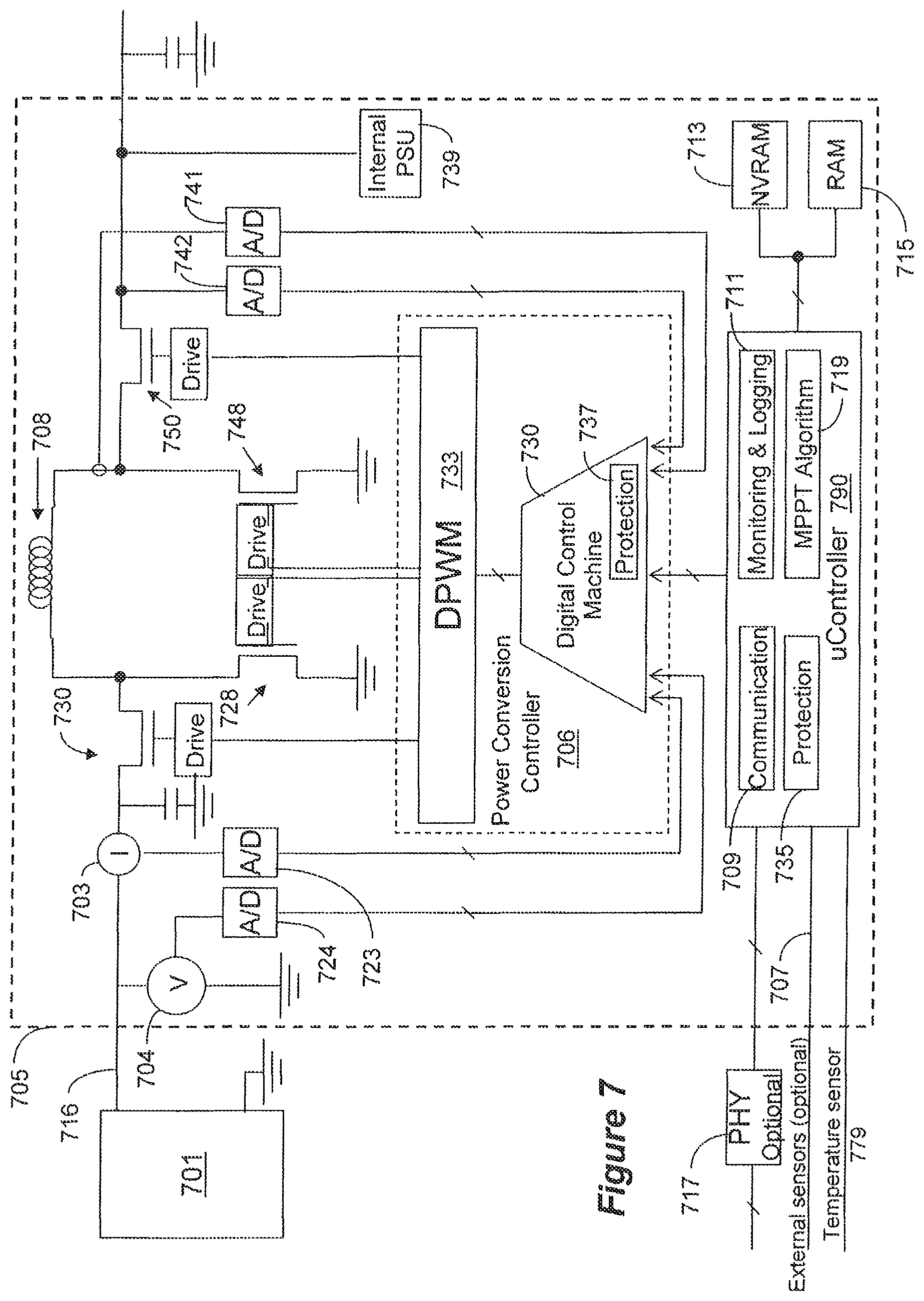 Patent US12107417 Figure 8 – Distributed power harvesting systems using DC power sources