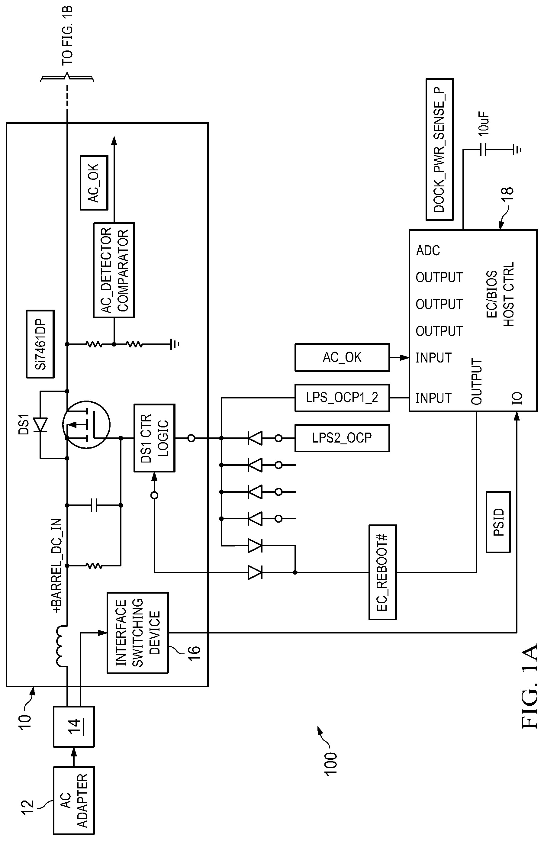 Patent US12107423 Figure 1 – System and method for selecting a voltage on a barrel adapter interface