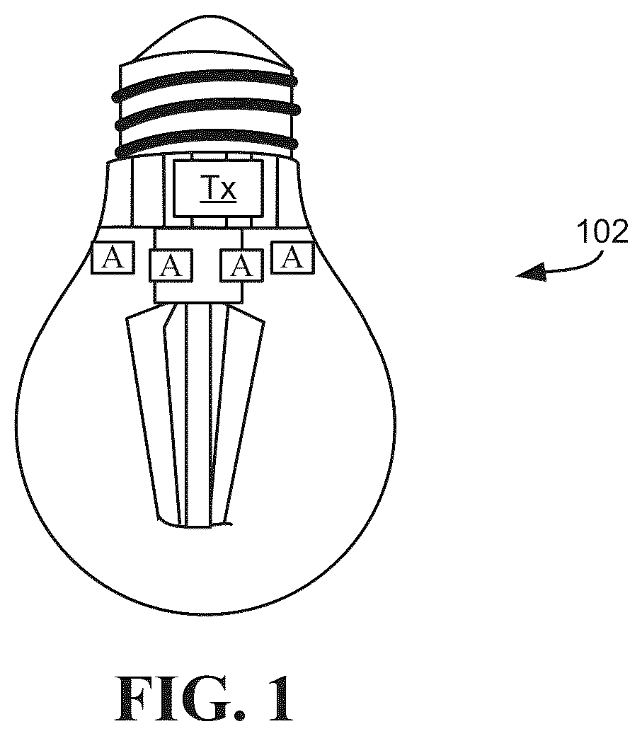 Patent US12107431 — Wireless power system technology implemented in lighting infrastructure — Figure 1