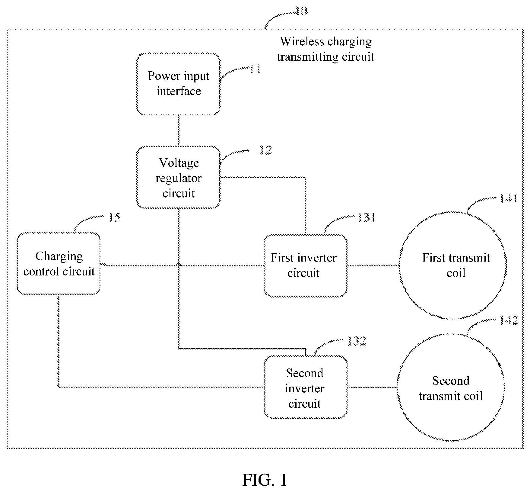Patent US12107439 Figure 1 – Wireless charging transmitting circuit, wireless charging receiving circuit, and method