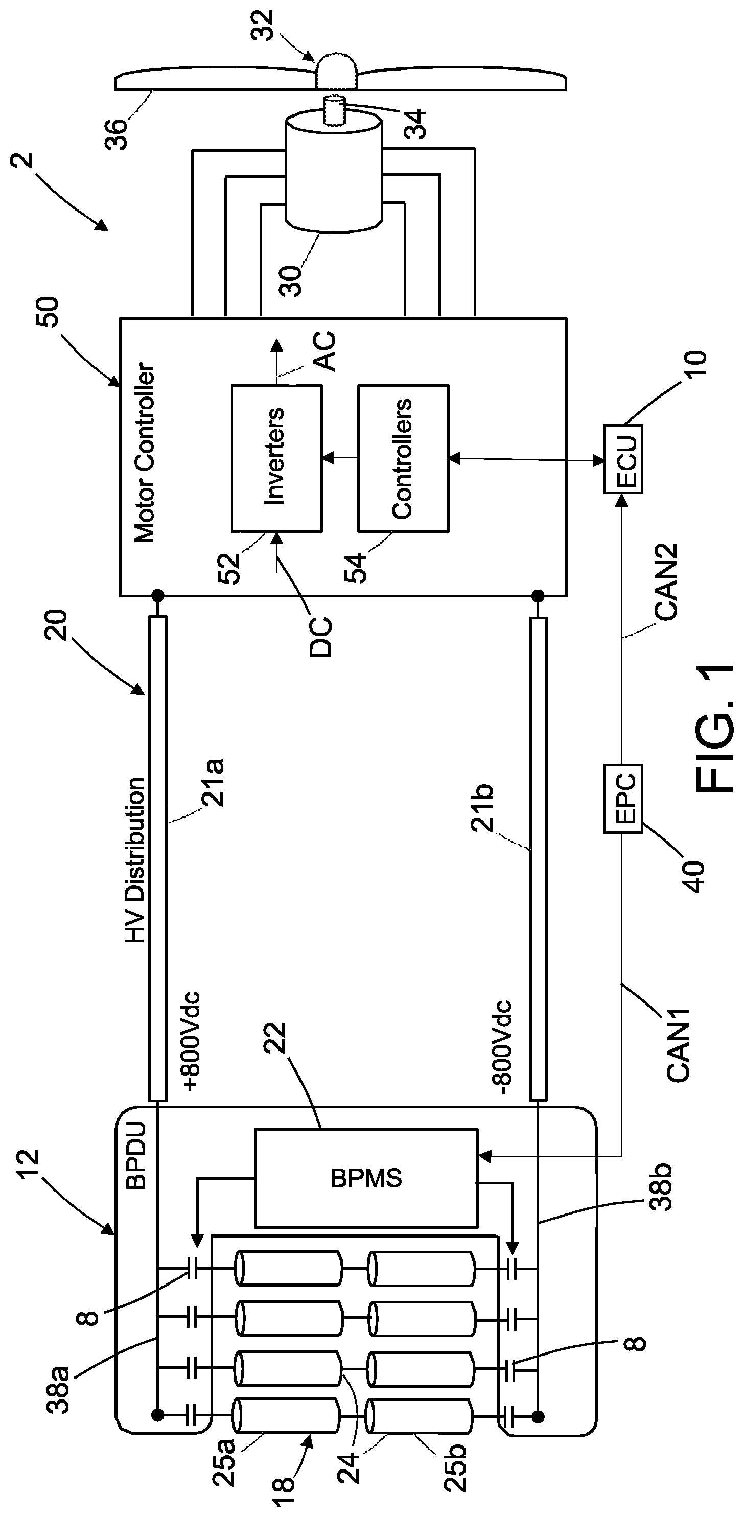 Patent US12107447 Figure 1 – Apparatus and methods for arc detection, fault isolation, and battery system reconfiguration