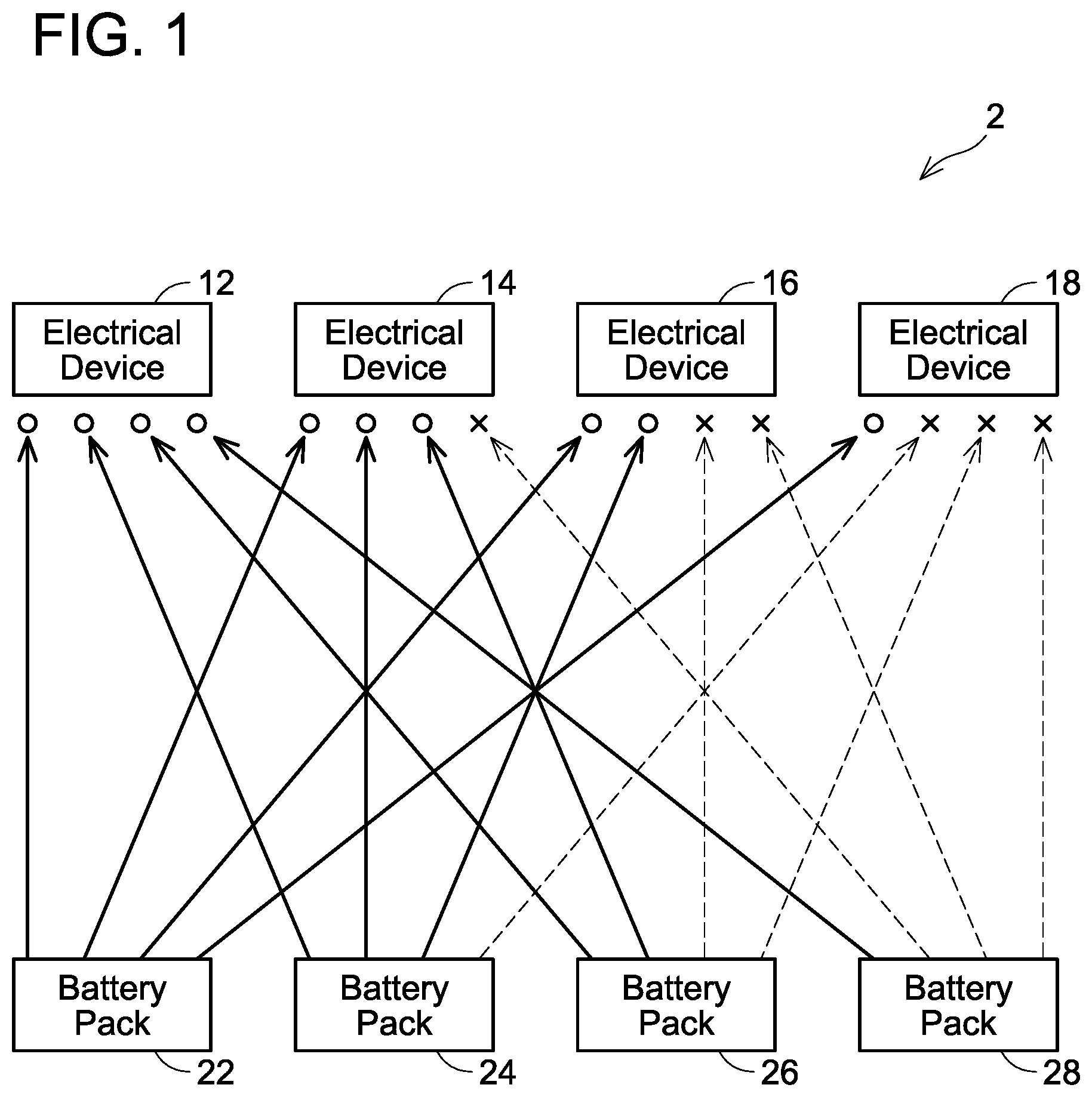 Patent US12107449 Figure 1 – Electrical-device system and detachable DC power source