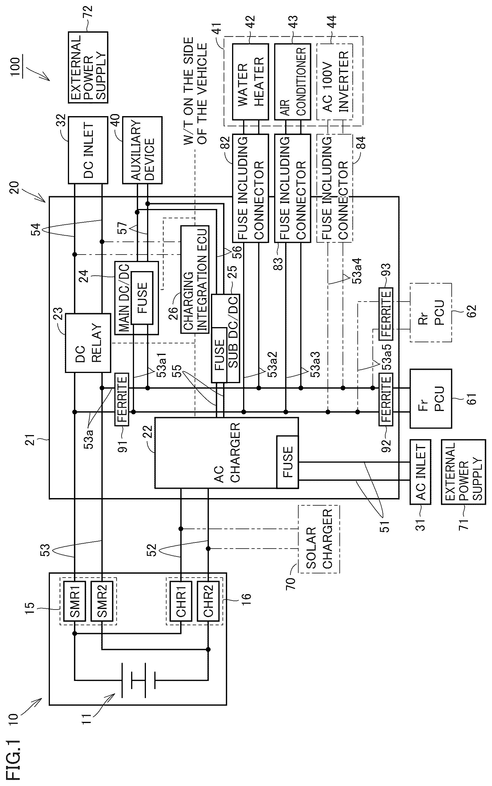 Patent US12107450 — Power supply unit and vehicle — Figure 1