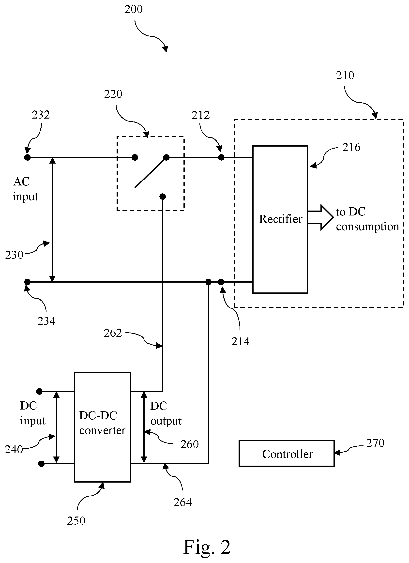 Patent US12107457 Figure 2 – System to provide AC or DC power to electronic equipment