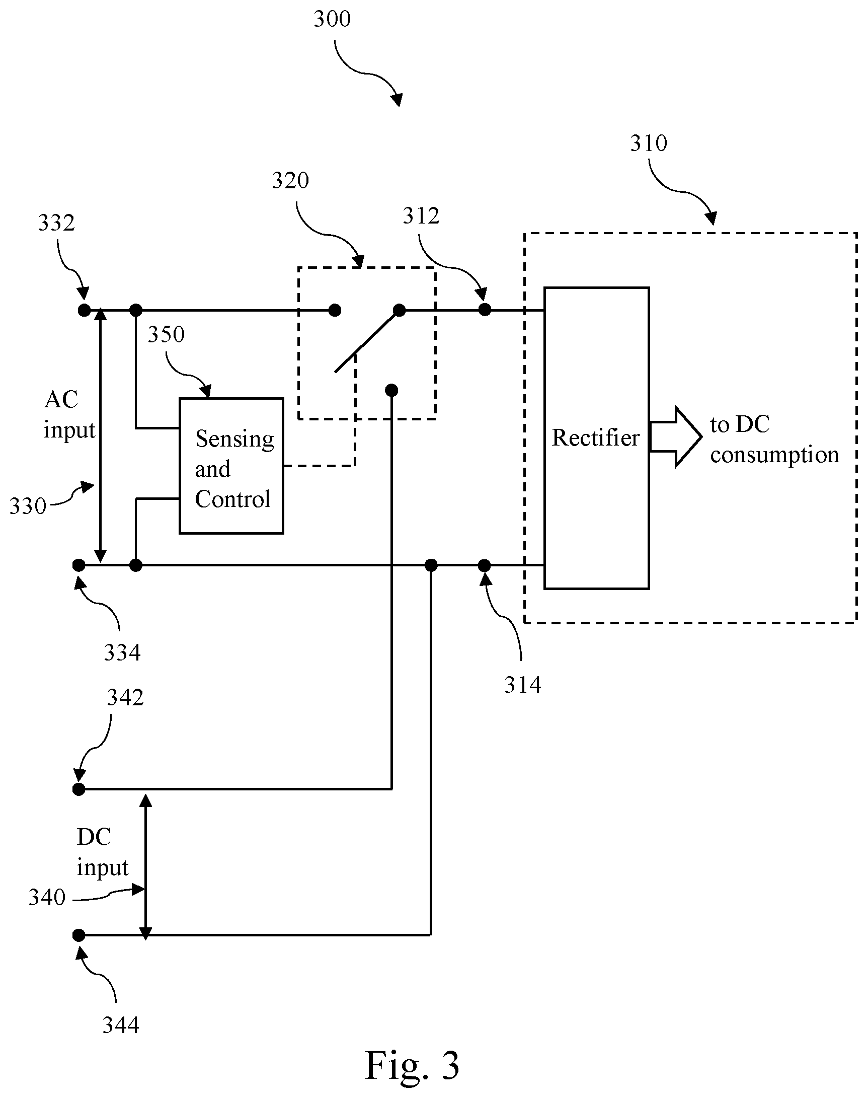 Patent US12107457 Figure 3 – System to provide AC or DC power to electronic equipment
