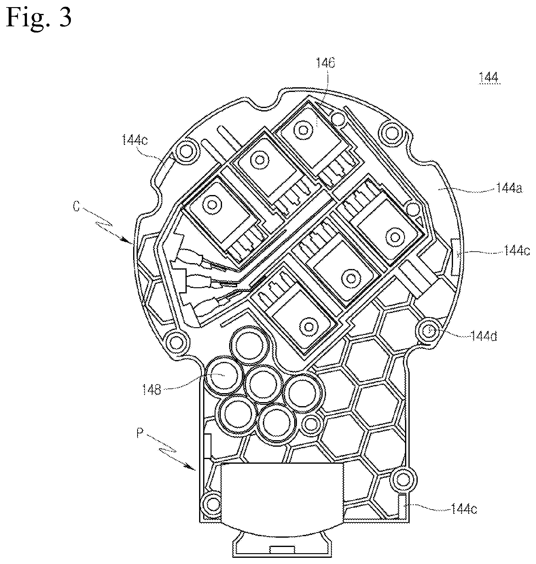 Patent US12107461 Figure 3 – Electric compressor, inverter assembly jig and inverter manufacturing method