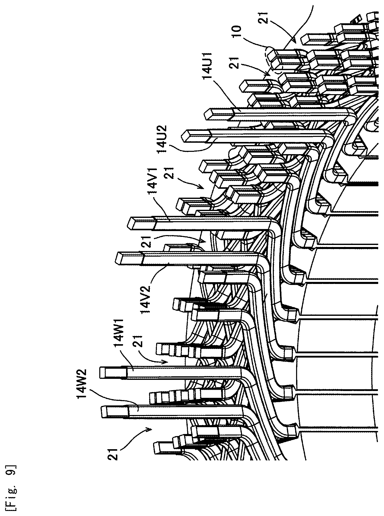Patent US12107466 Figure 14 – Twisting method of coil segments, twisting jig and twisting apparatus