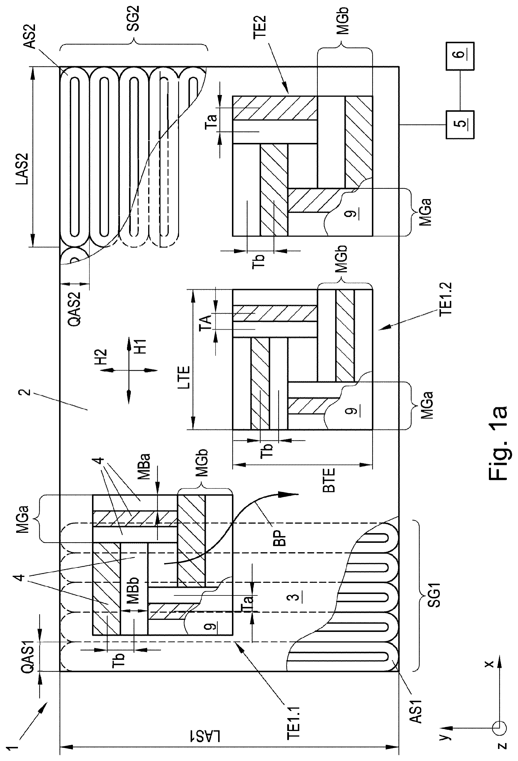 Patent US12107467 Figure 1 – Transport device