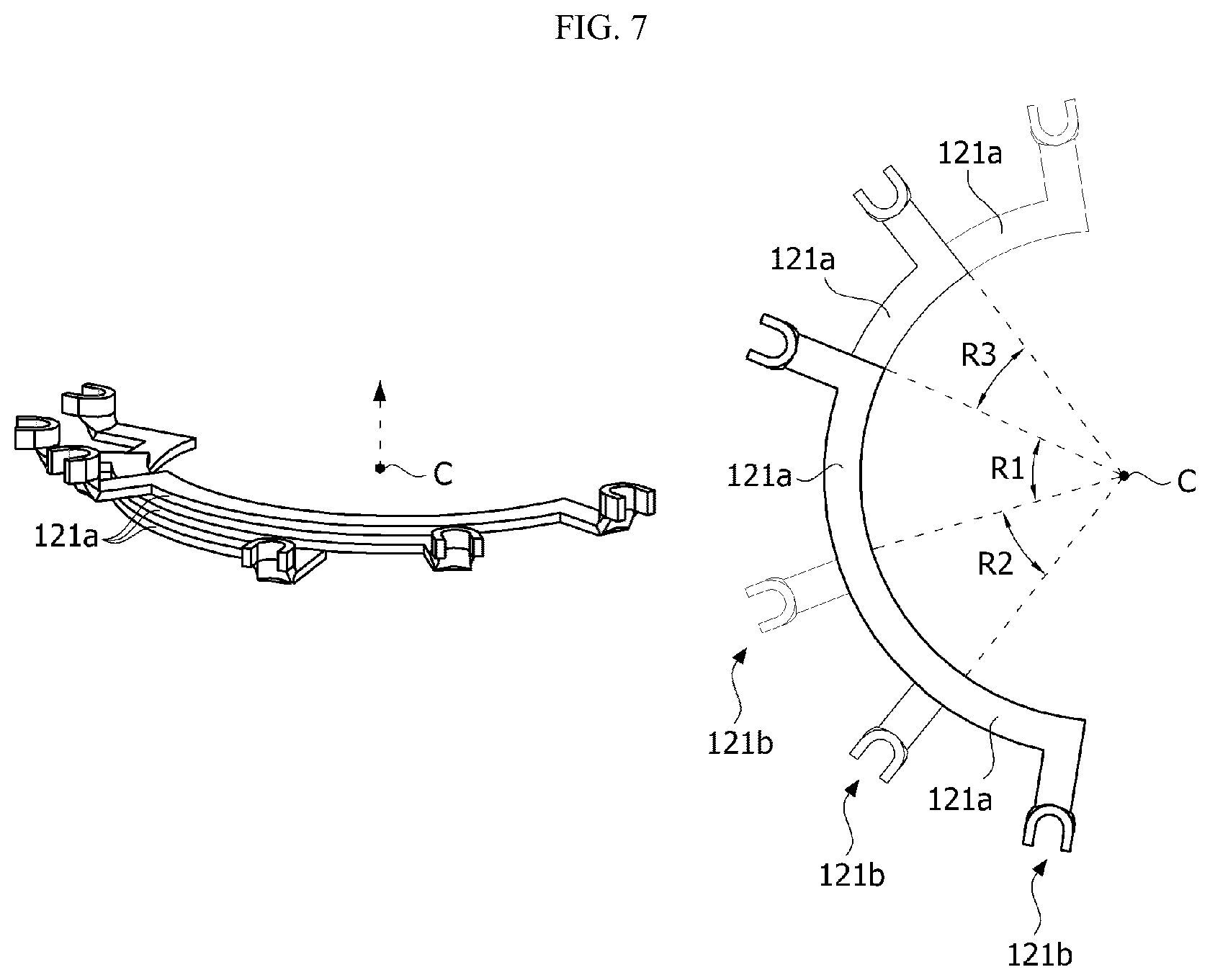 Patent US12107471 Figure 7 – Motor including a busbar having a plurality of terminals