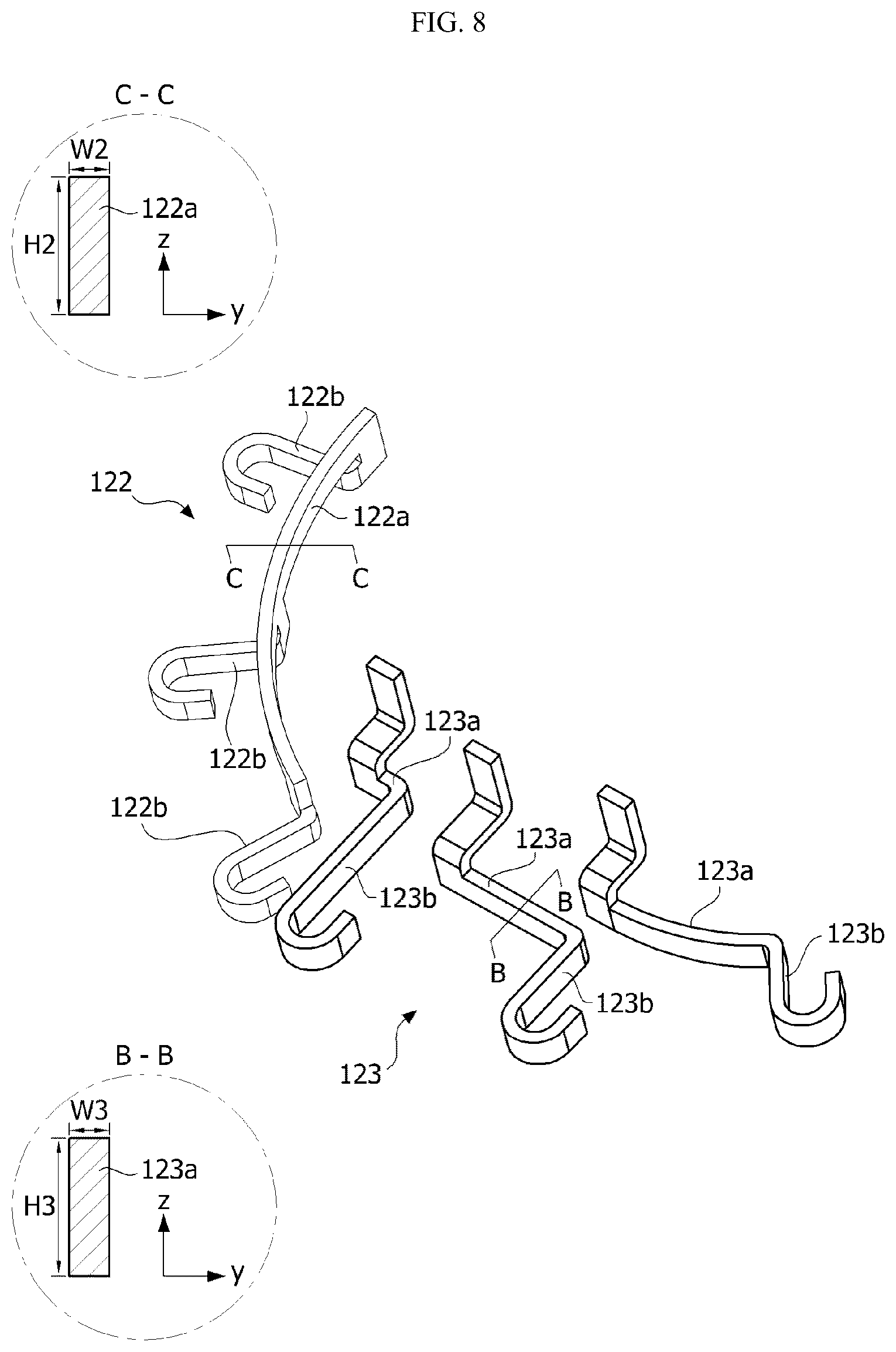 Patent US12107471 Figure 8 – Motor including a busbar having a plurality of terminals