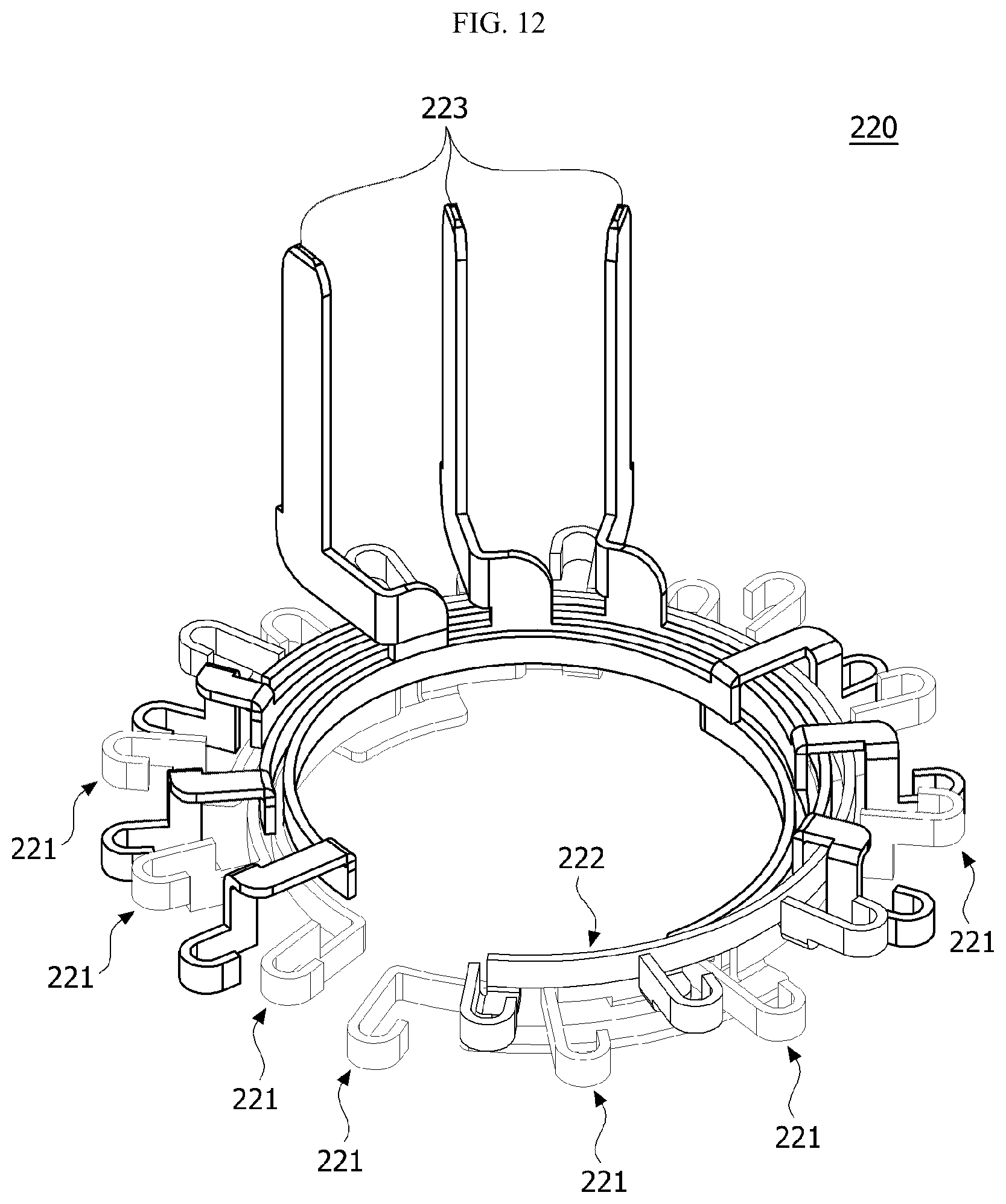 Patent US12107471 Figure 12 – Motor including a busbar having a plurality of terminals