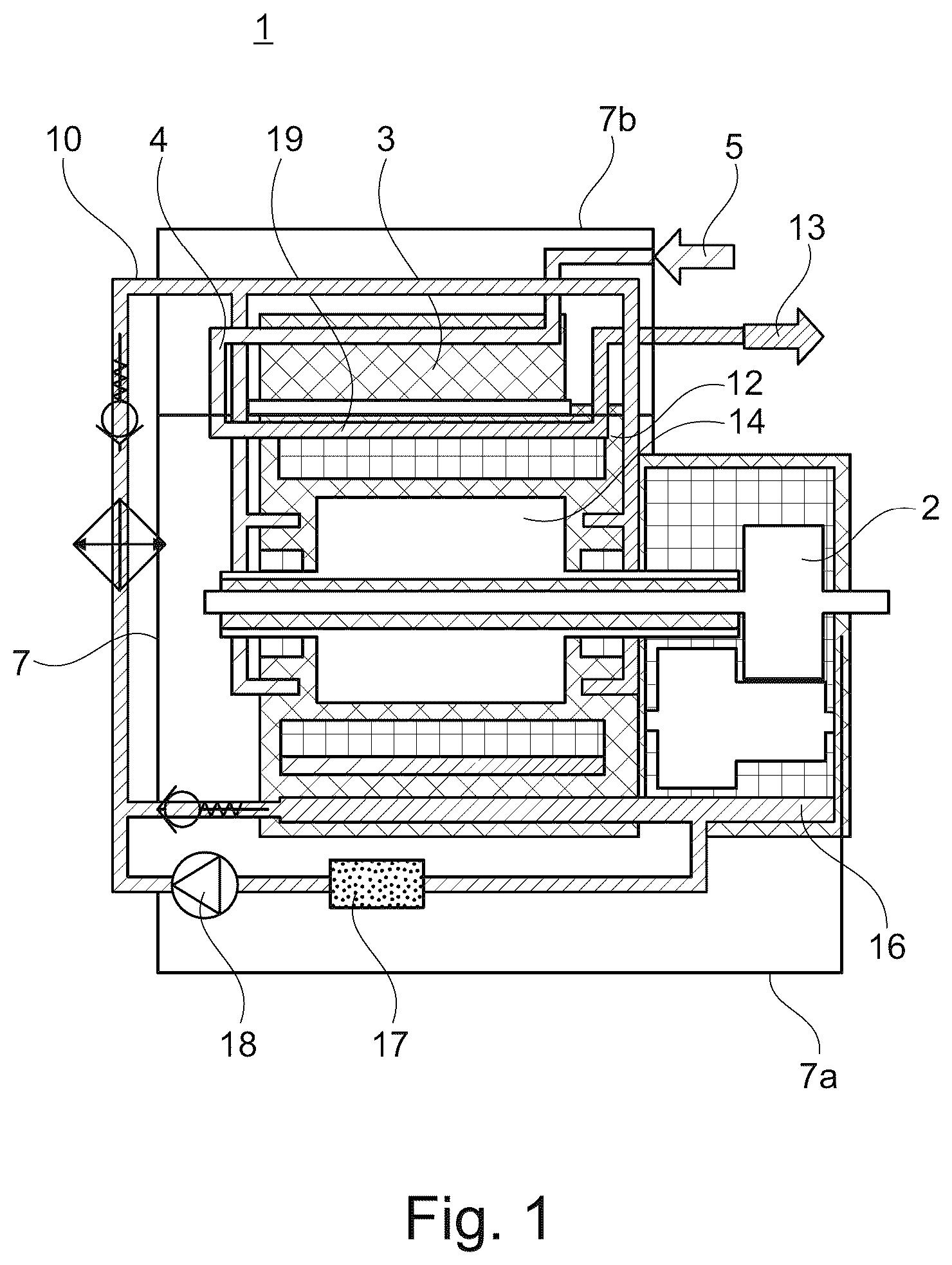 Patent US12107476 — Electric drive system with an inverter and two cooling circuits — Figure 1