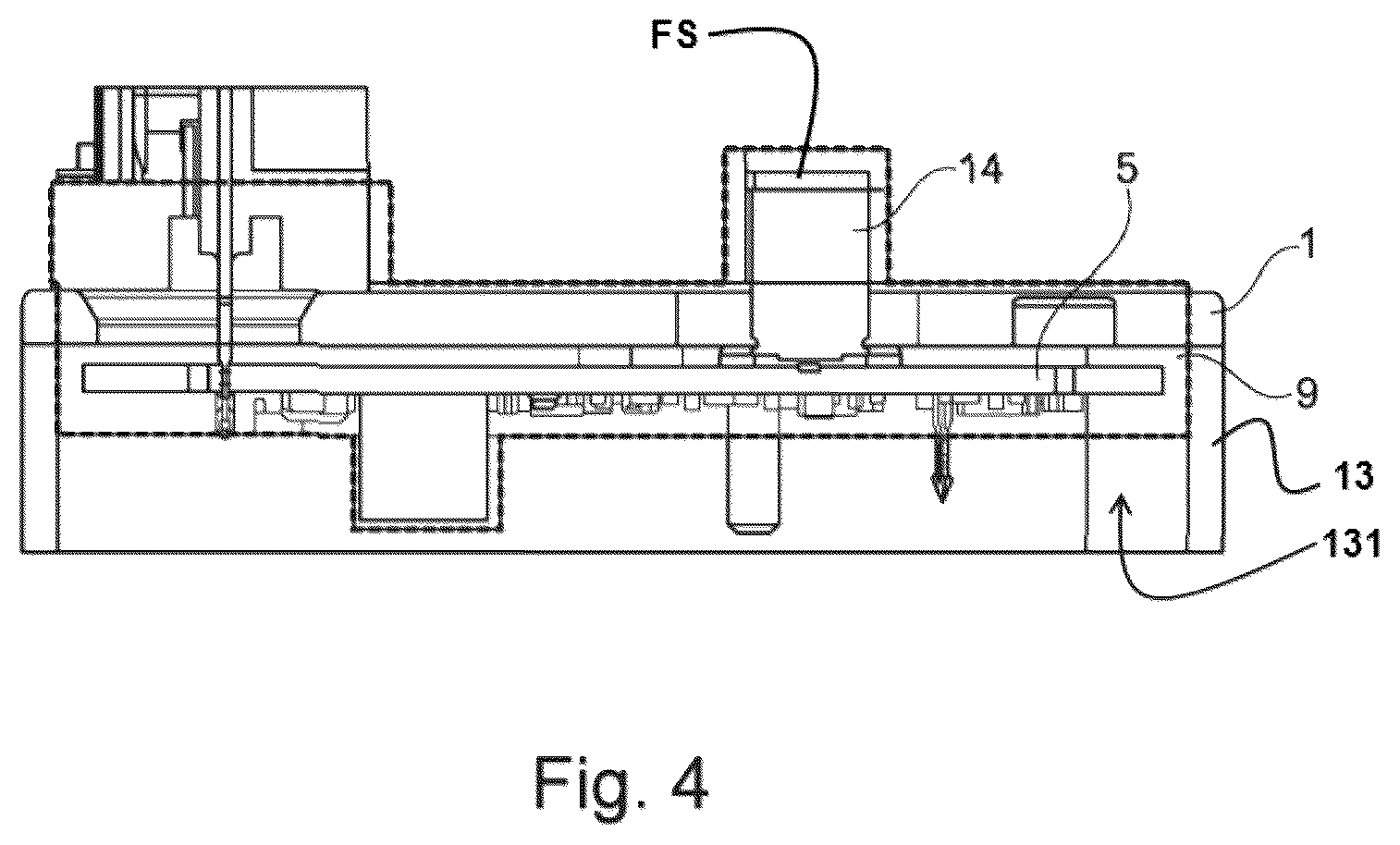 Patent US12107479 Figure 4 – Motor housing cover arrangement of an electric motor with components surrounded by molding compound