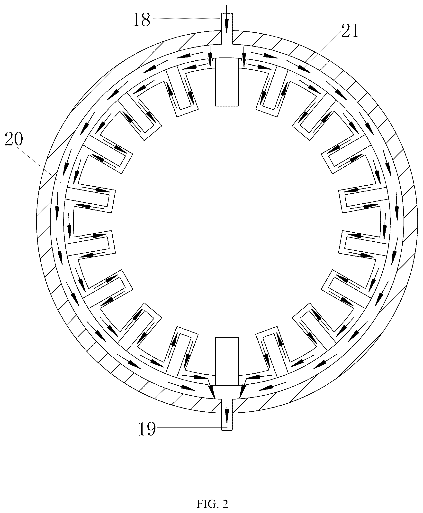 Patent US12107485 Figure 2 – Permanent magnet motor with air and water mixed cooling system