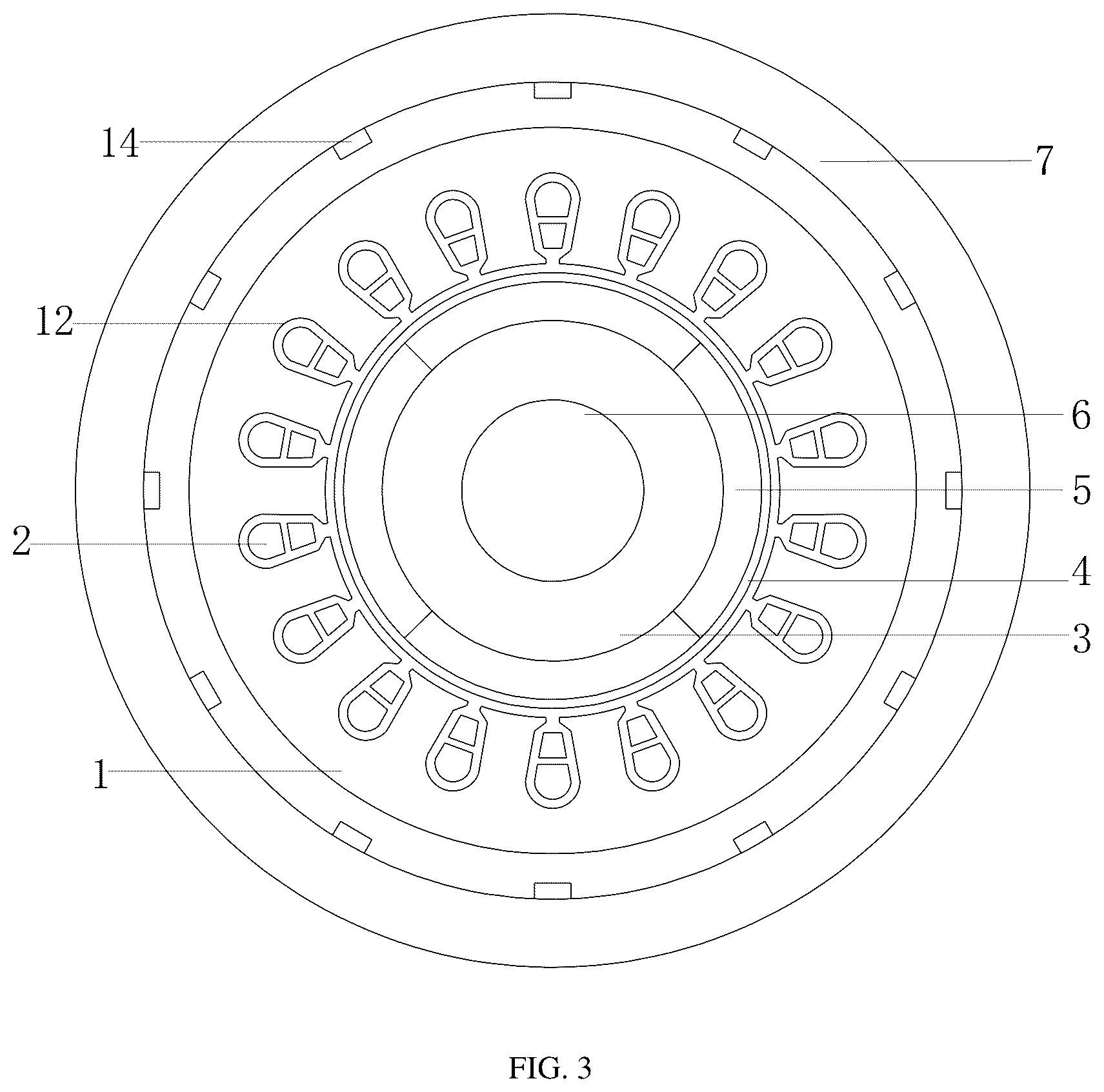 Patent US12107485 Figure 3 – Permanent magnet motor with air and water mixed cooling system