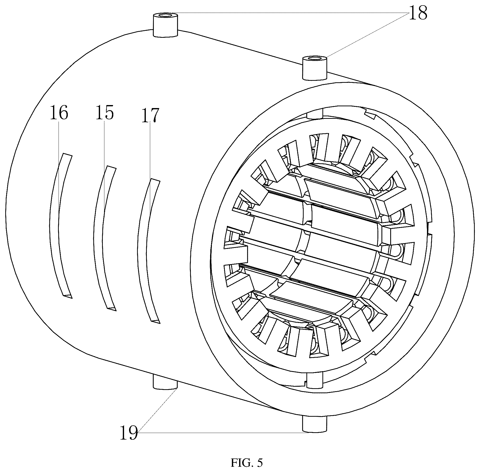 Patent US12107485 Figure 5 – Permanent magnet motor with air and water mixed cooling system